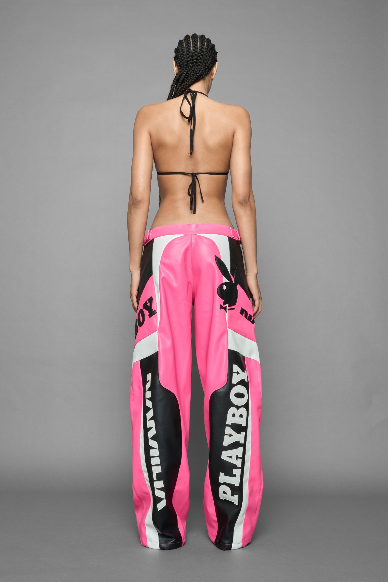 Playboy Moto Pants Pink Black — view 4