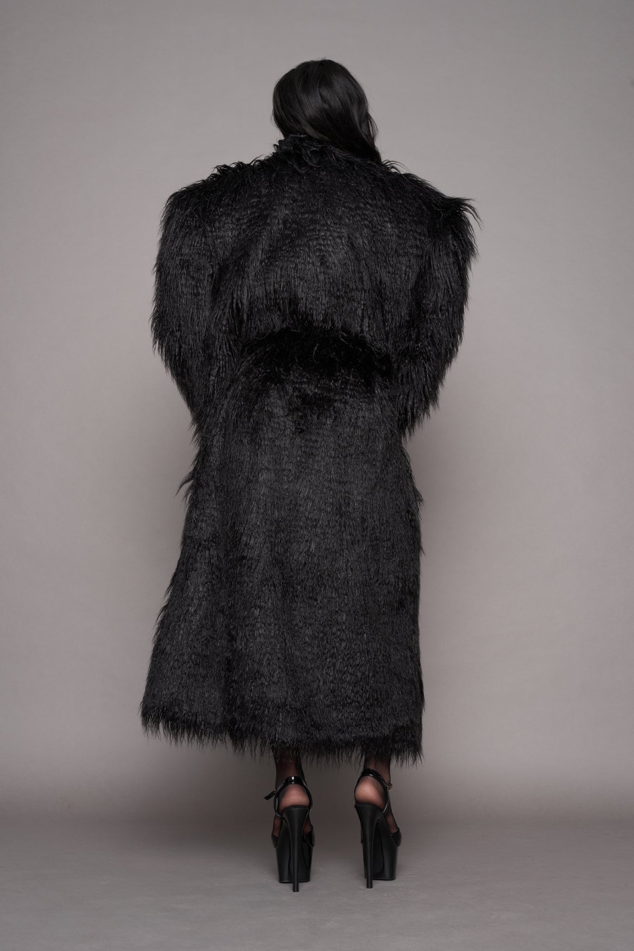 Midnight Faux Fur Coat Black — view 4