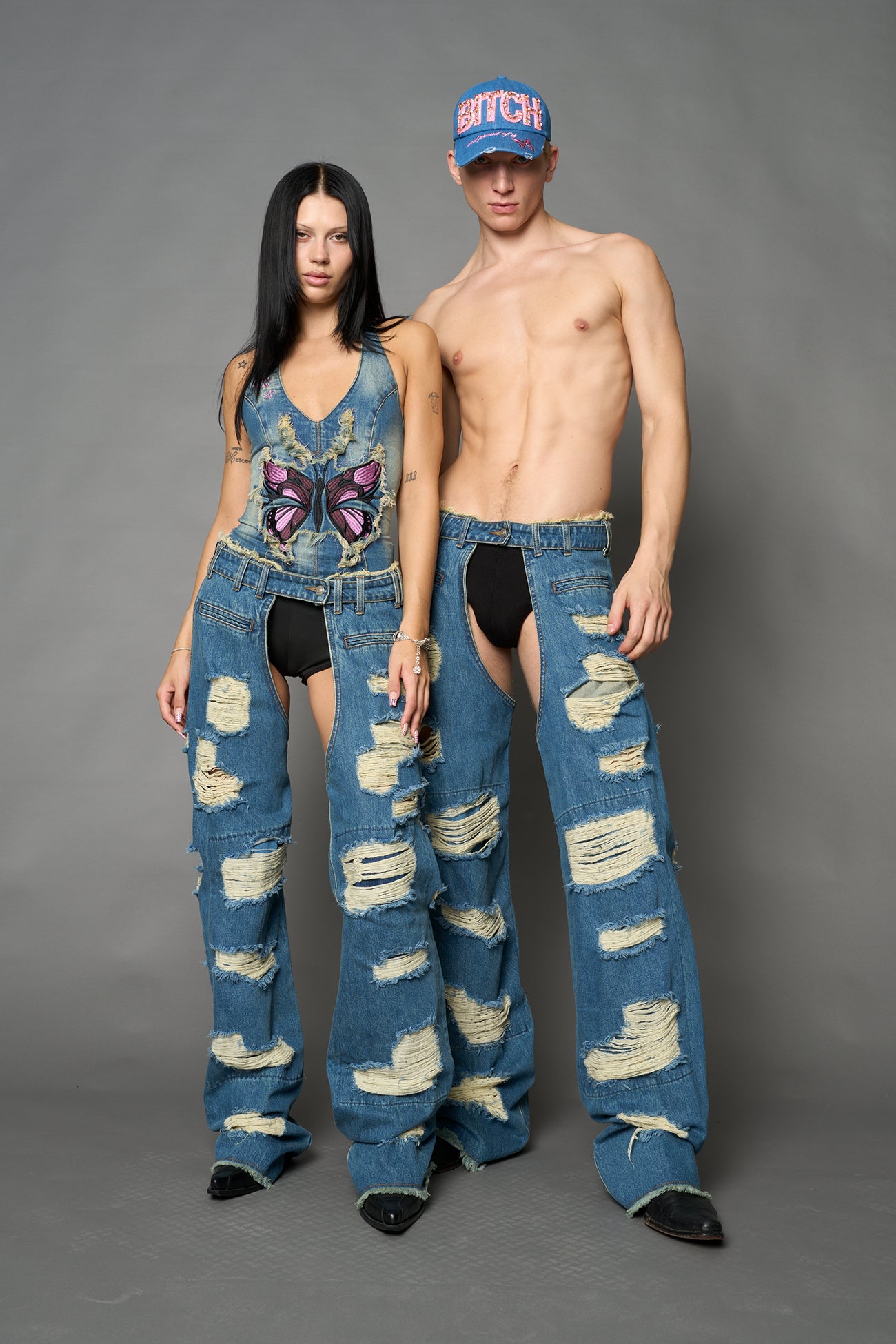 Denim Shredded Chaps — view 1