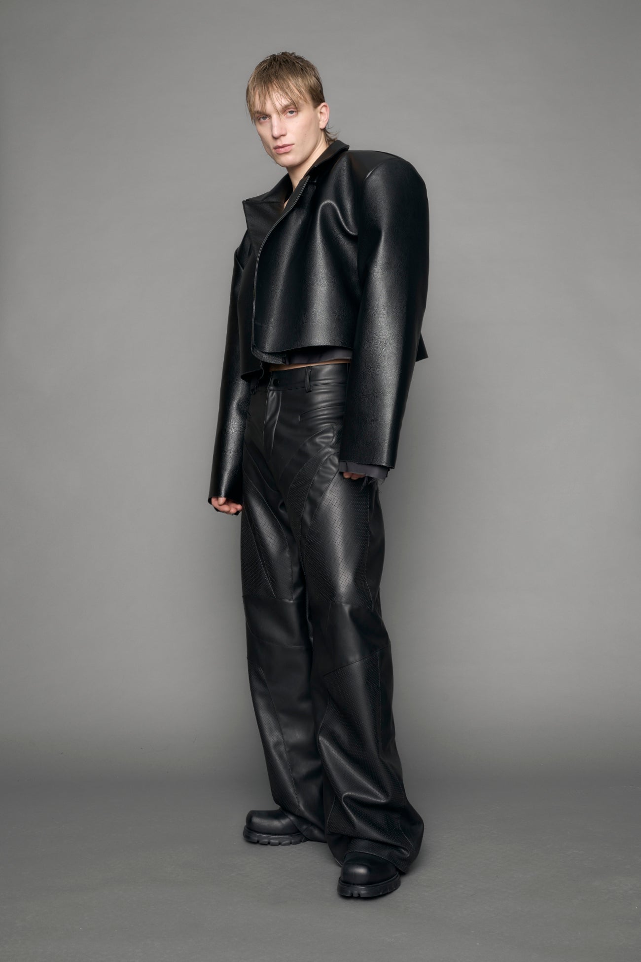 Leather Cropped Blazer — view 6