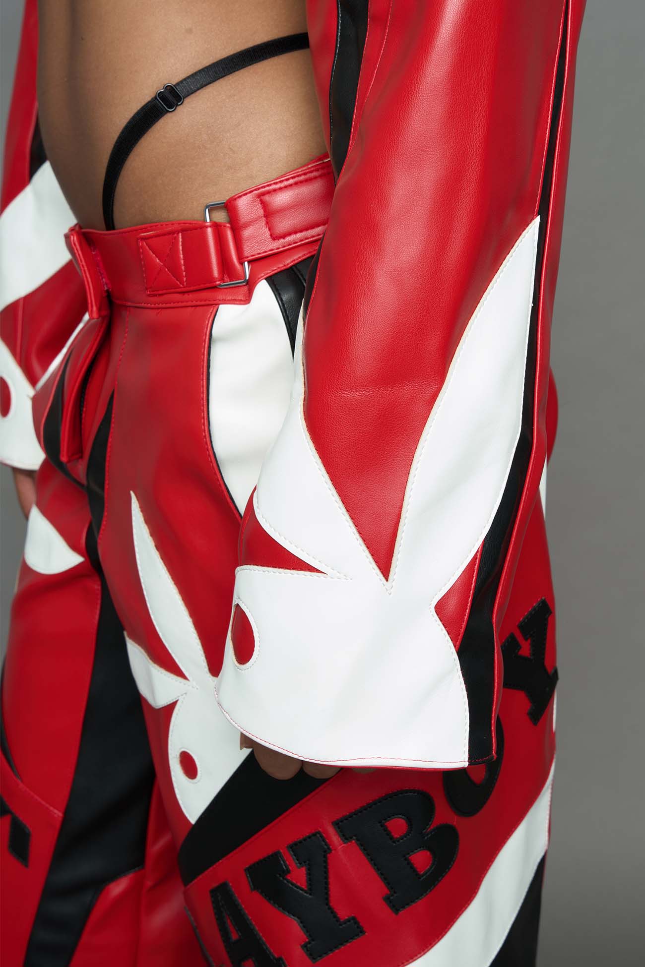 Playboy Moto Pants Red Black — view 11
