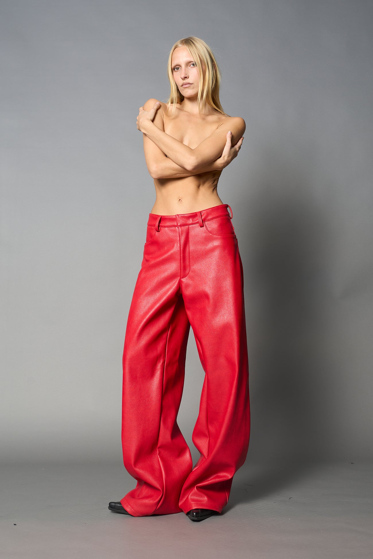 Leather Baggy Suiting Pants — view 2