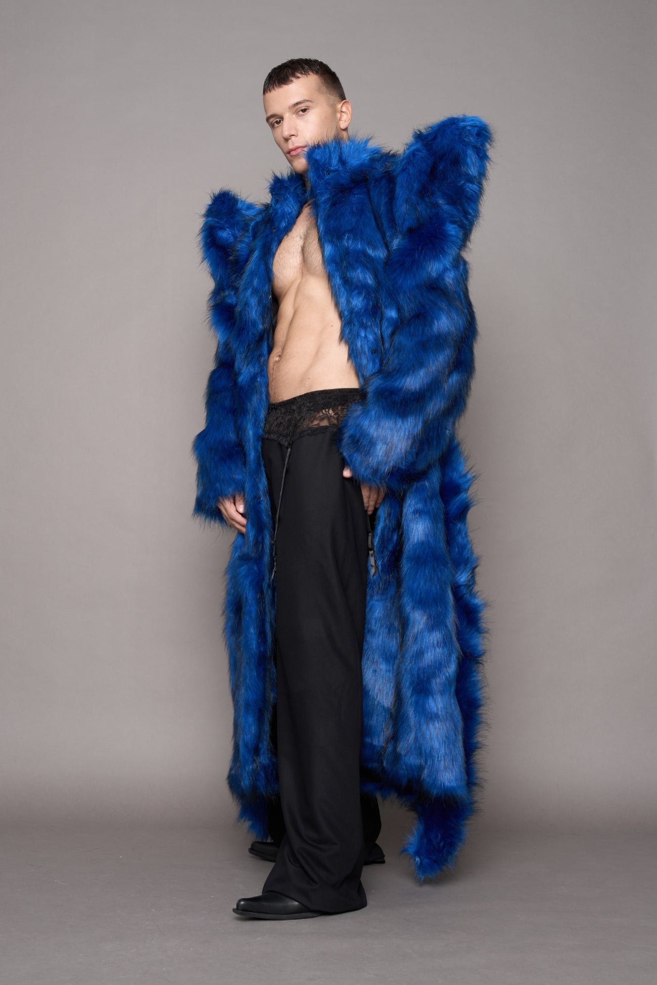 Doomsday Faux Fur Coat Cobalt — view 8