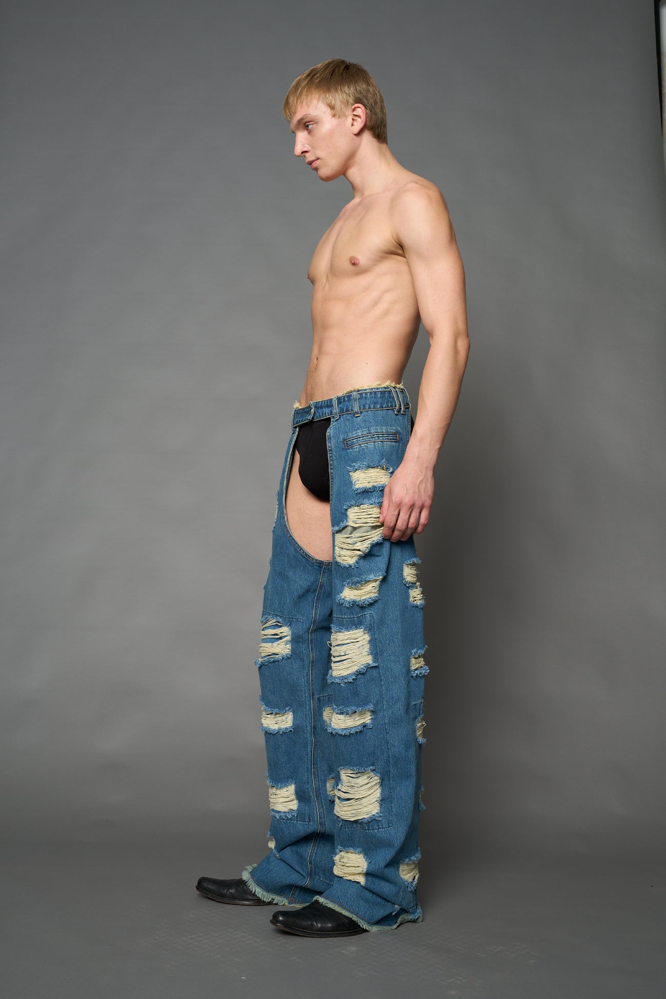 Denim Shredded Chaps — view 7