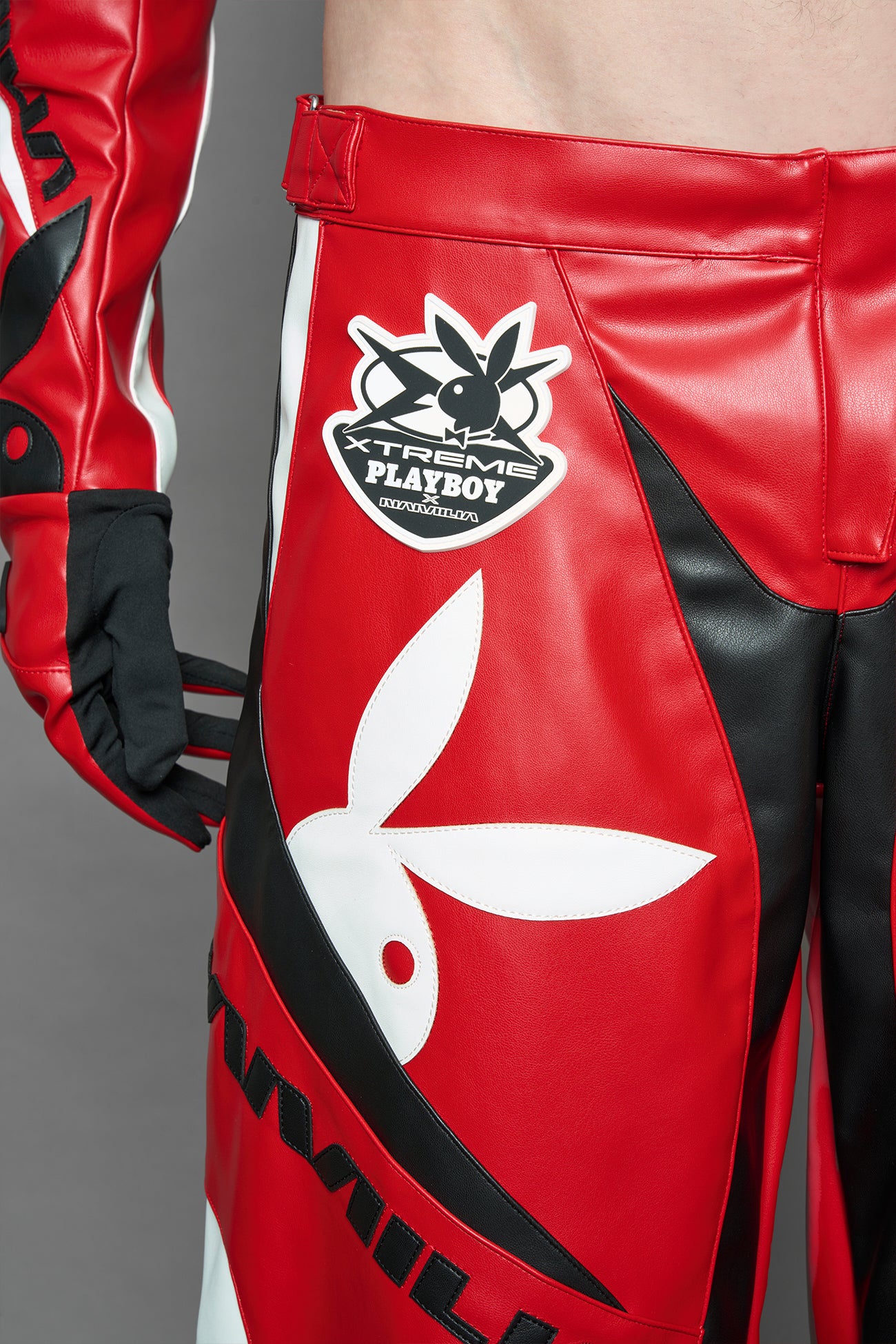 Playboy Moto Pants Red Black — view 10