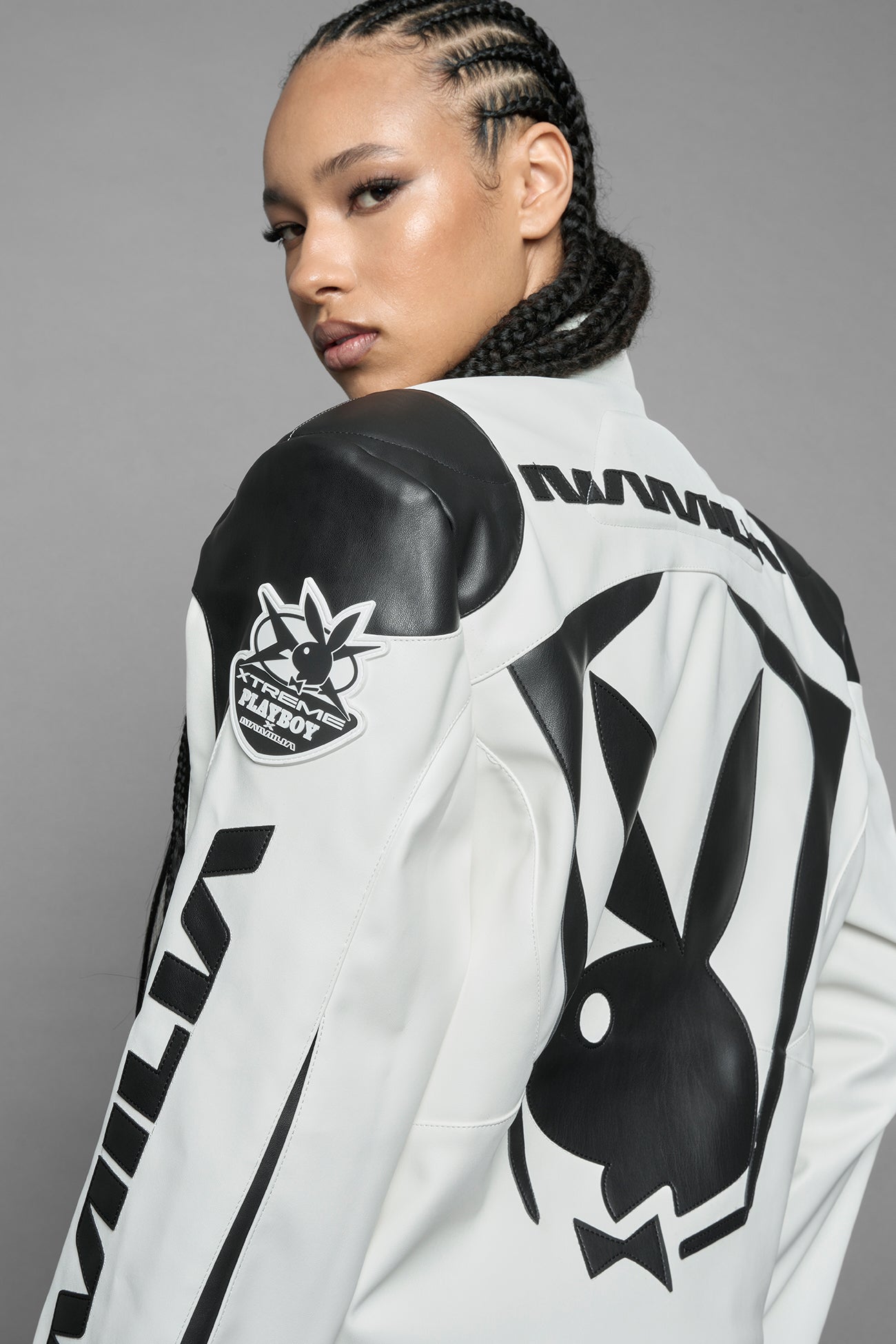 Playboy Moto Jacket White Black — view 12