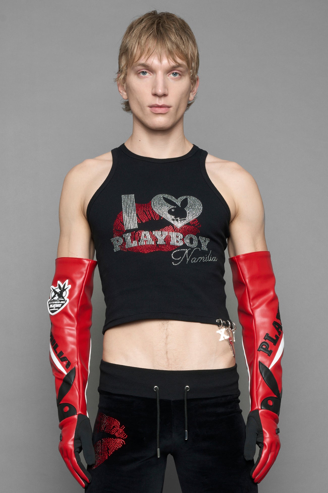 Playboy Moto Gloves Red Black — view 4
