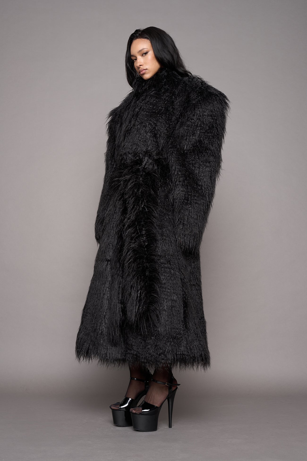 Midnight Faux Fur Coat Black — view 5