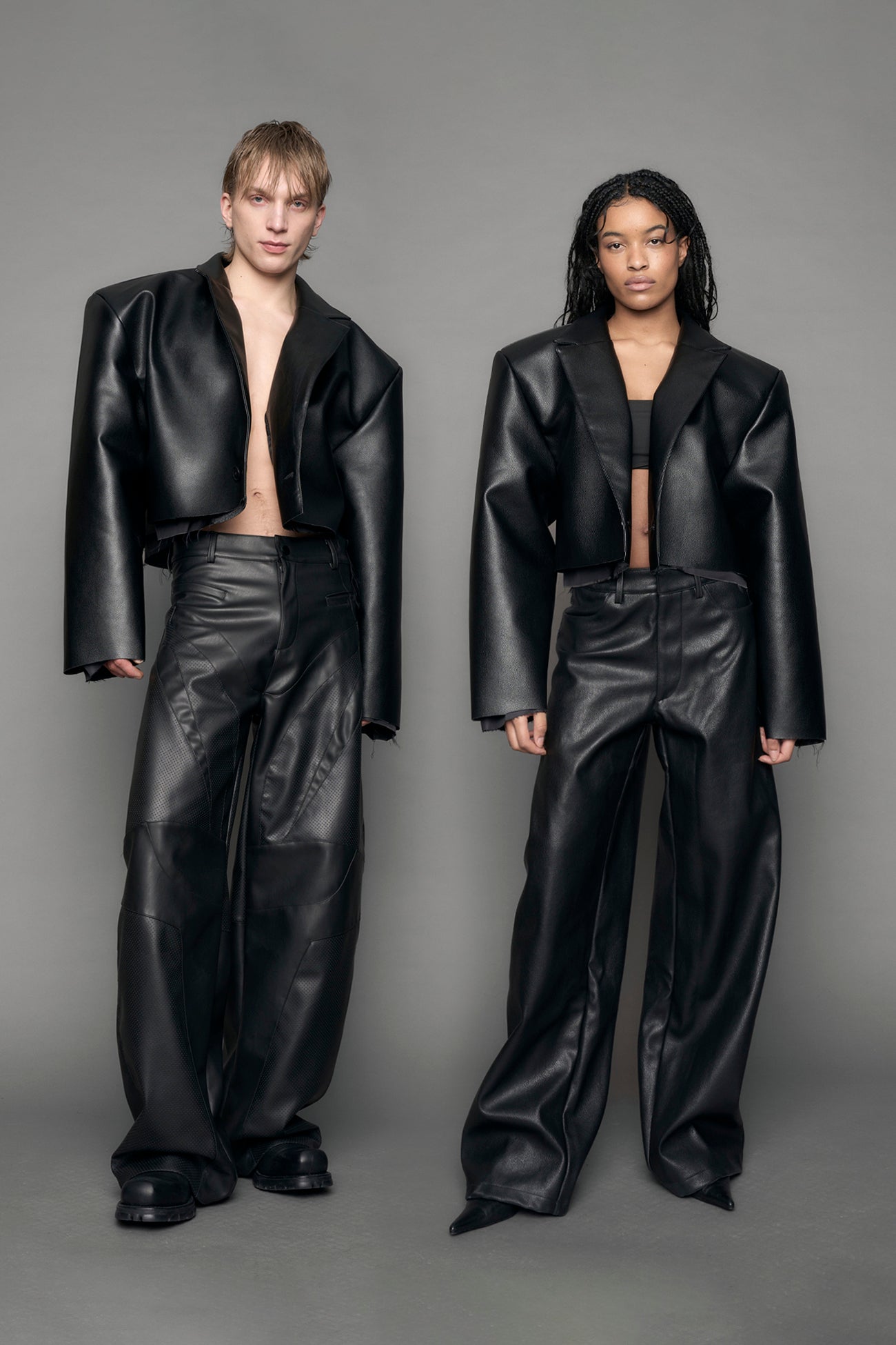 Leather Cropped Blazer — view 1