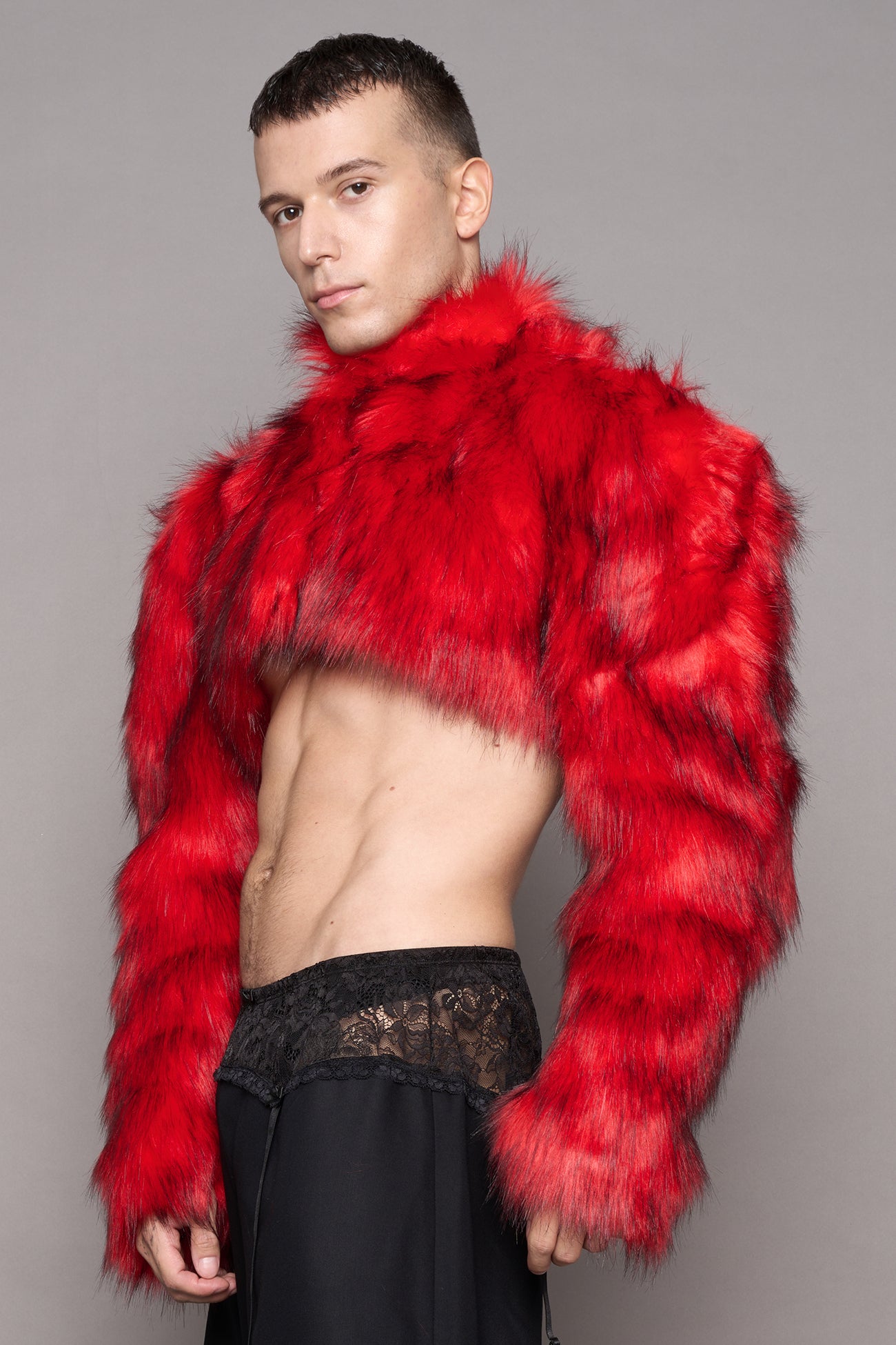 Diva Faux Fur Bolero RED — view 9