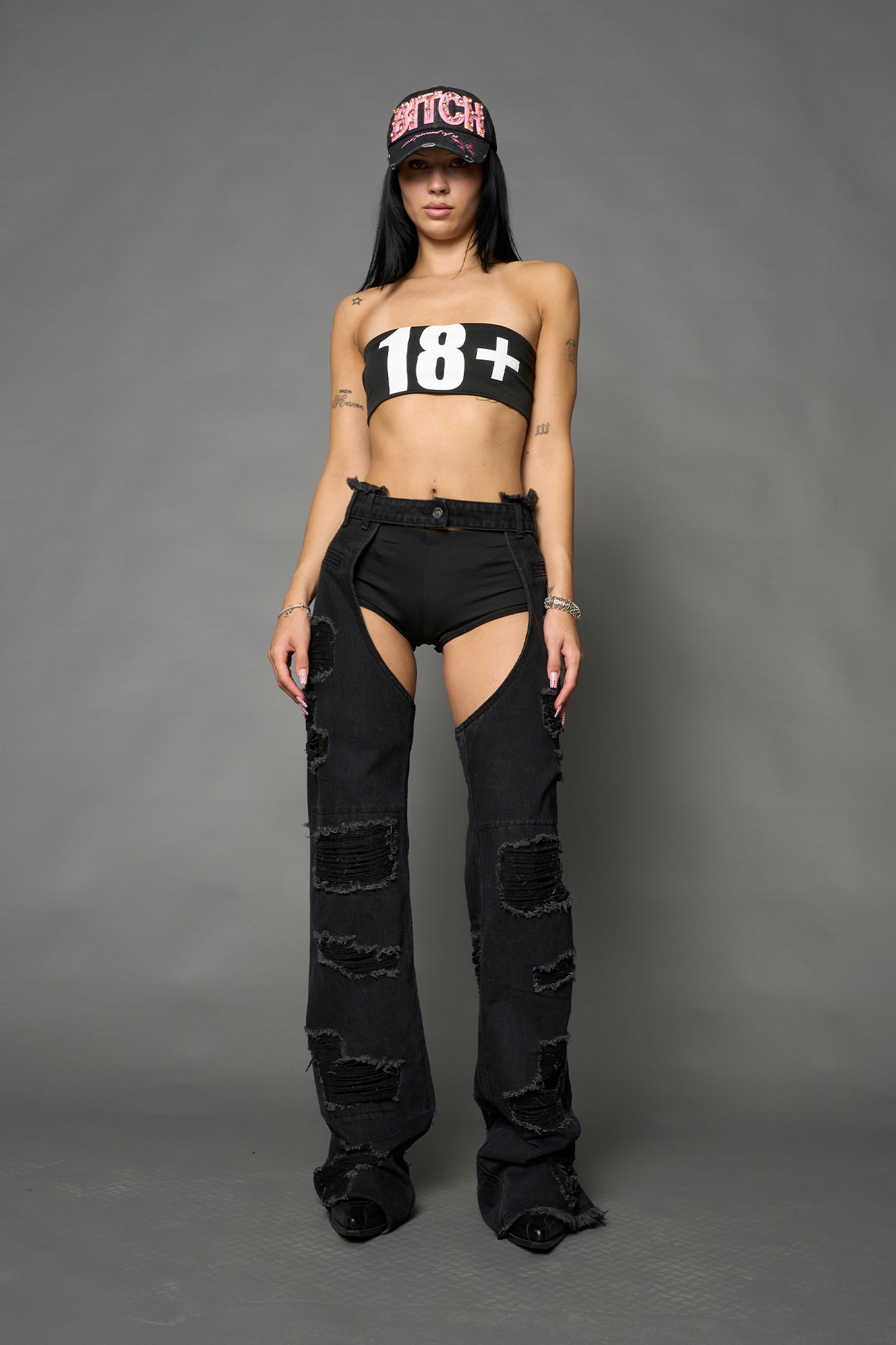 Denim Shredded Chaps — view 2