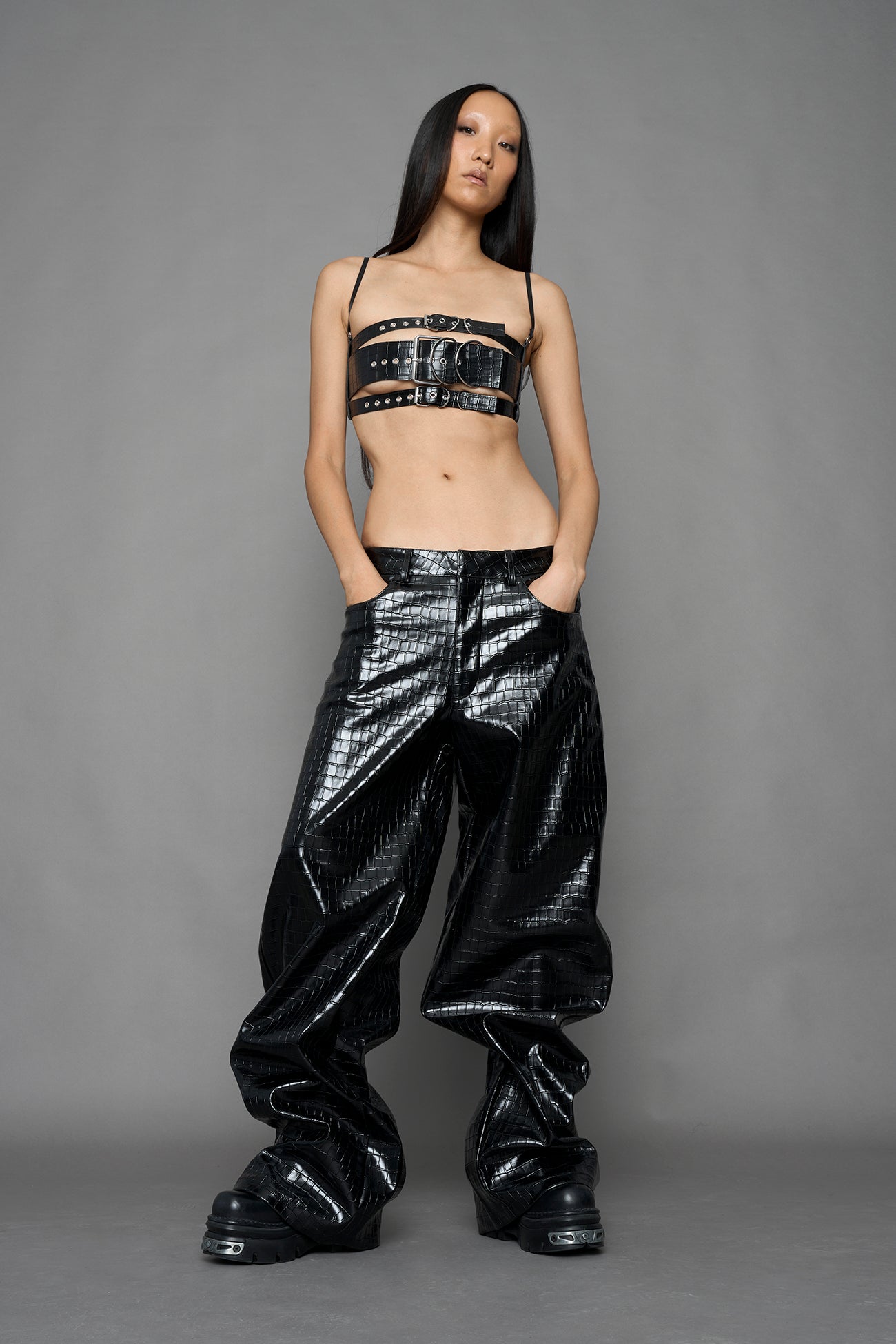 Leather Baggy Suiting Pants — view 12