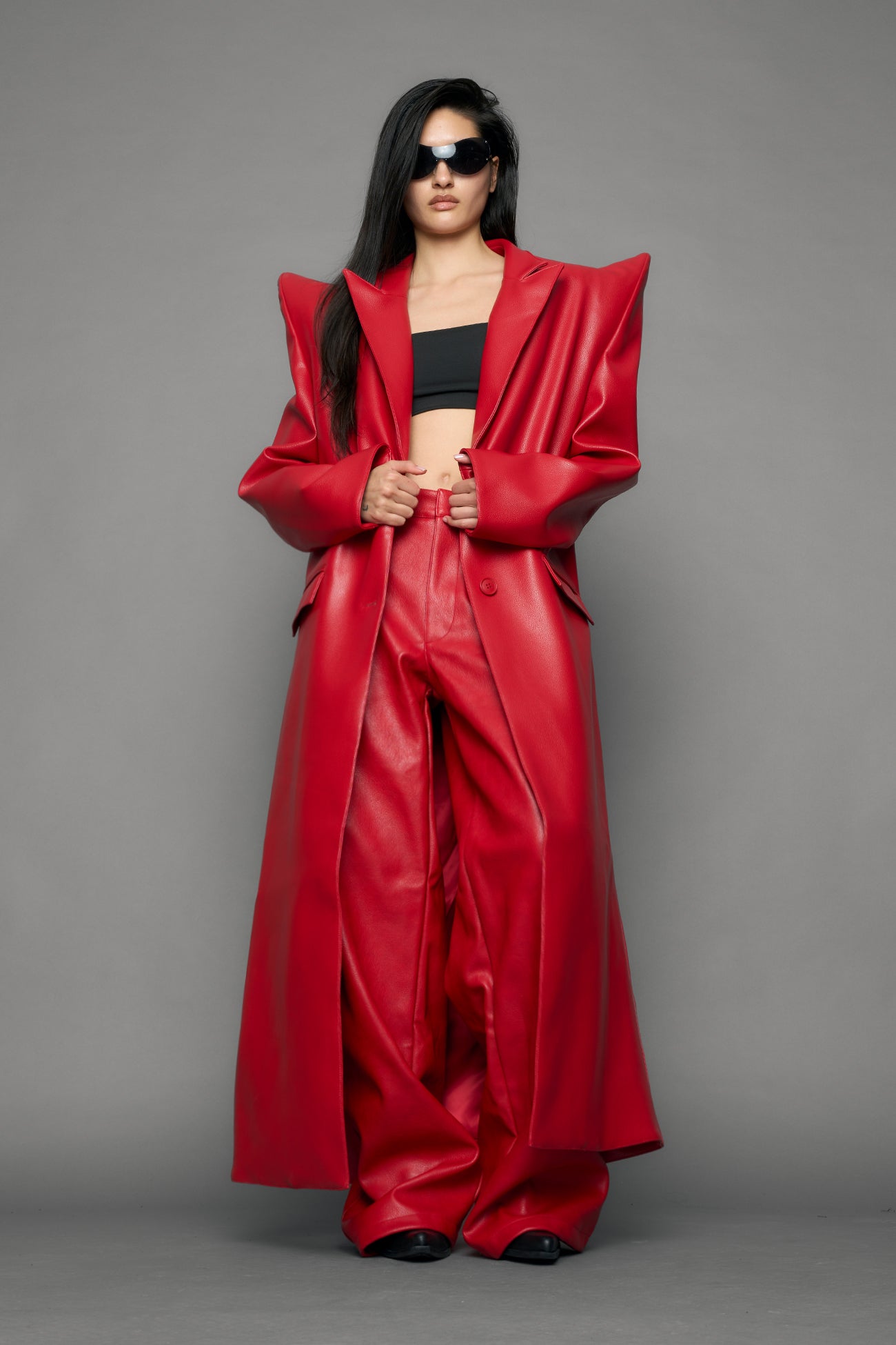 Doomsday Elongated Leather Coat — view 12