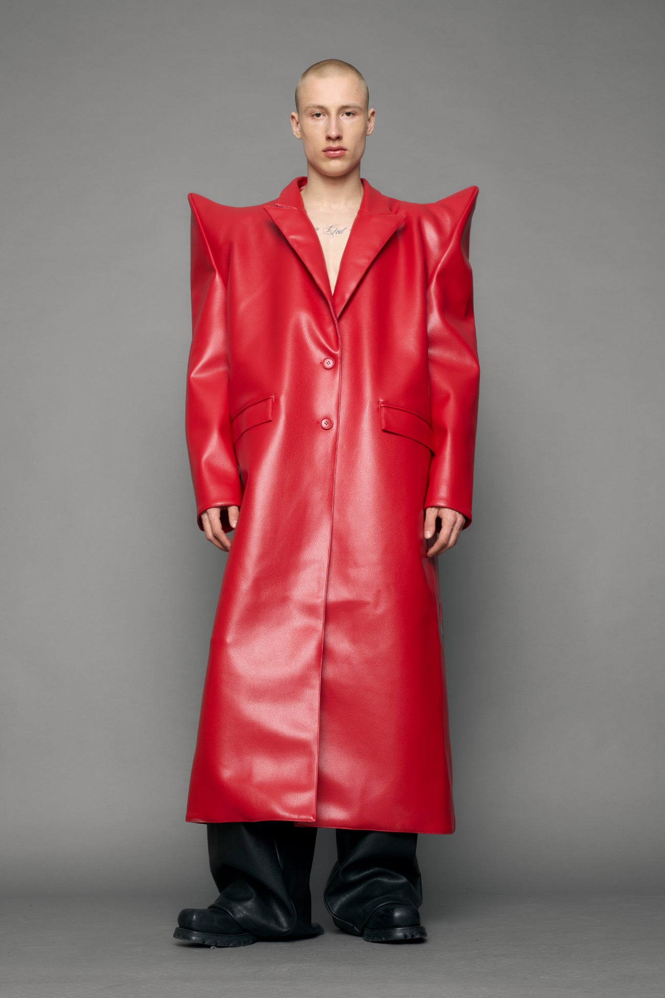 Doomsday Elongated Leather Coat — view 5