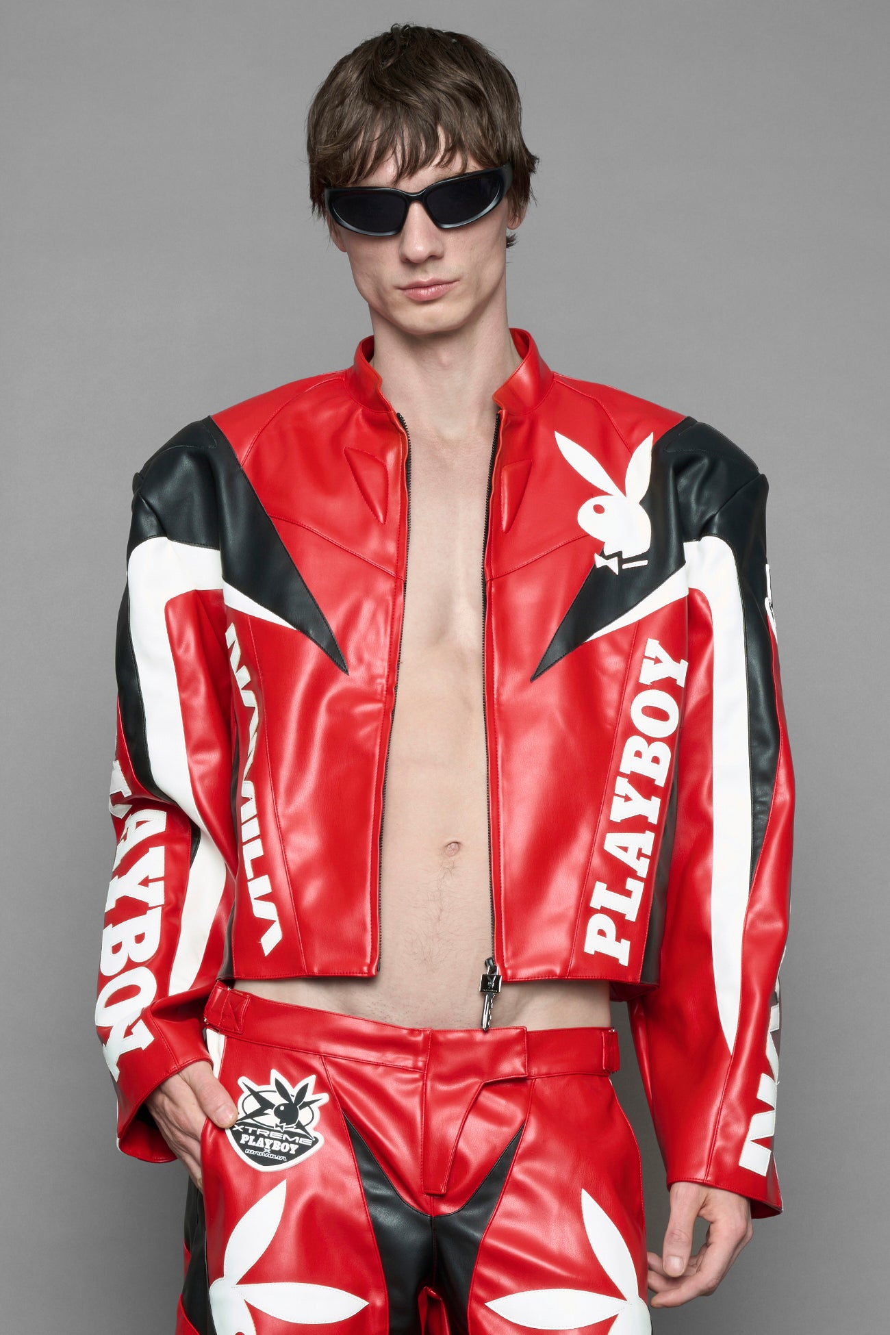 Playboy Moto Jacket Red Black — view 10