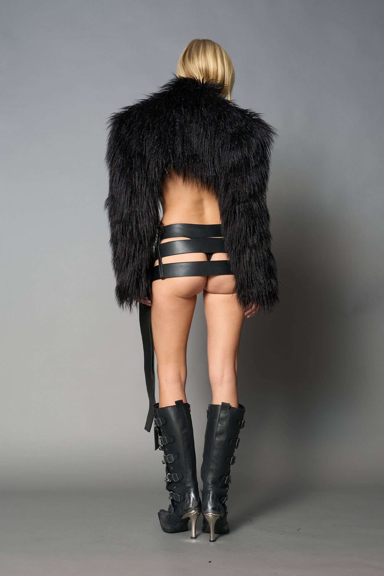 Diva Faux Fur Bolero Black — view 3