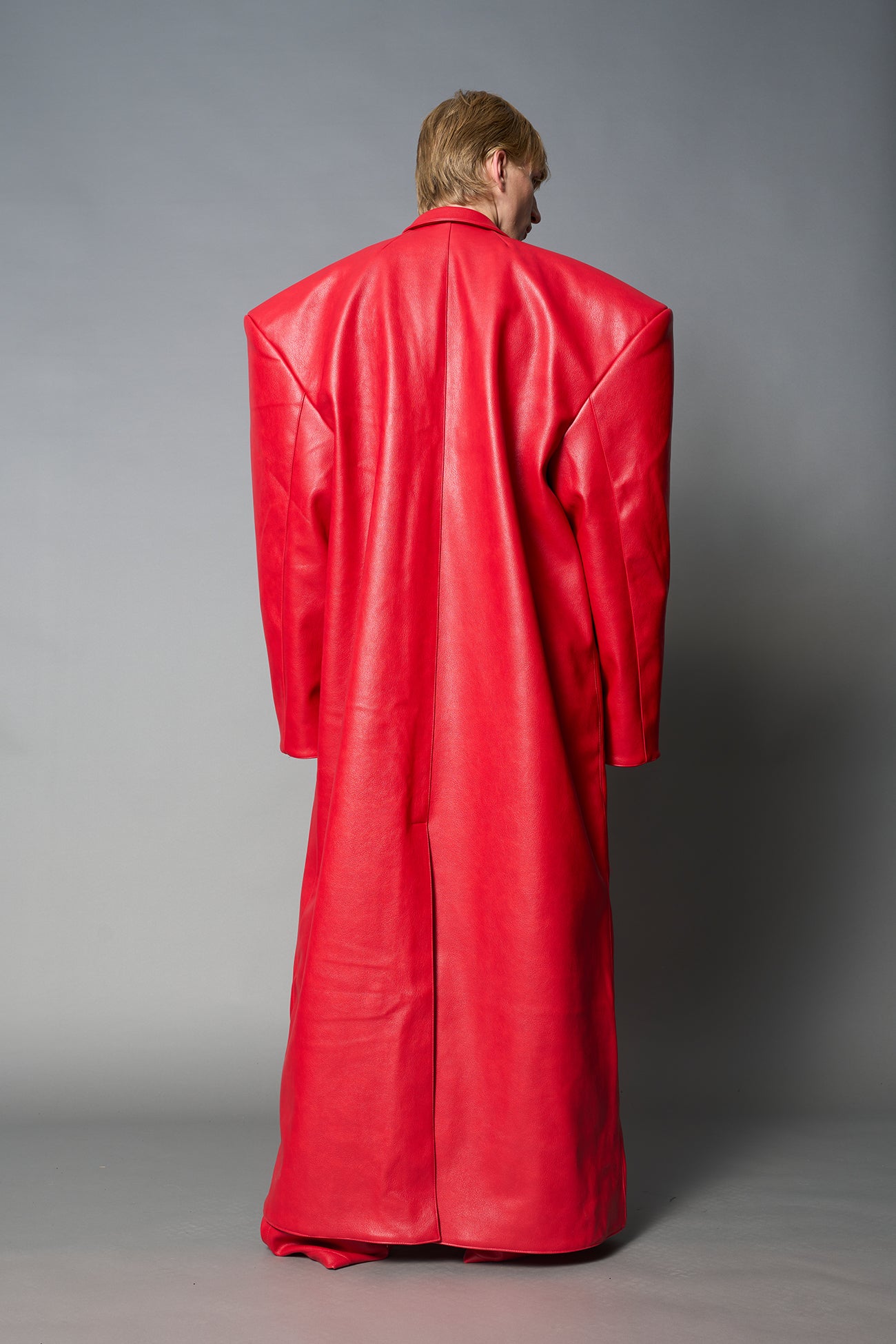 Leather Elongated Blazer Coat — view 18
