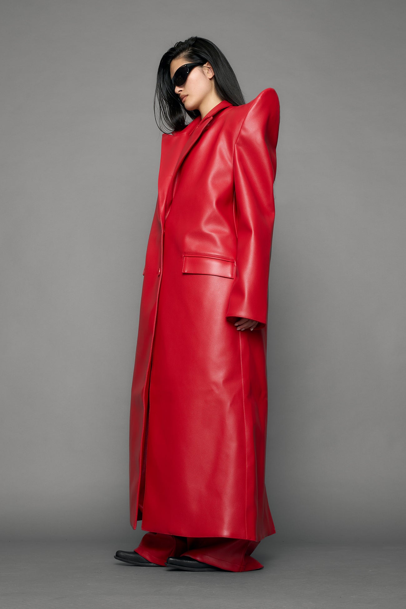 Doomsday Elongated Leather Coat — view 13