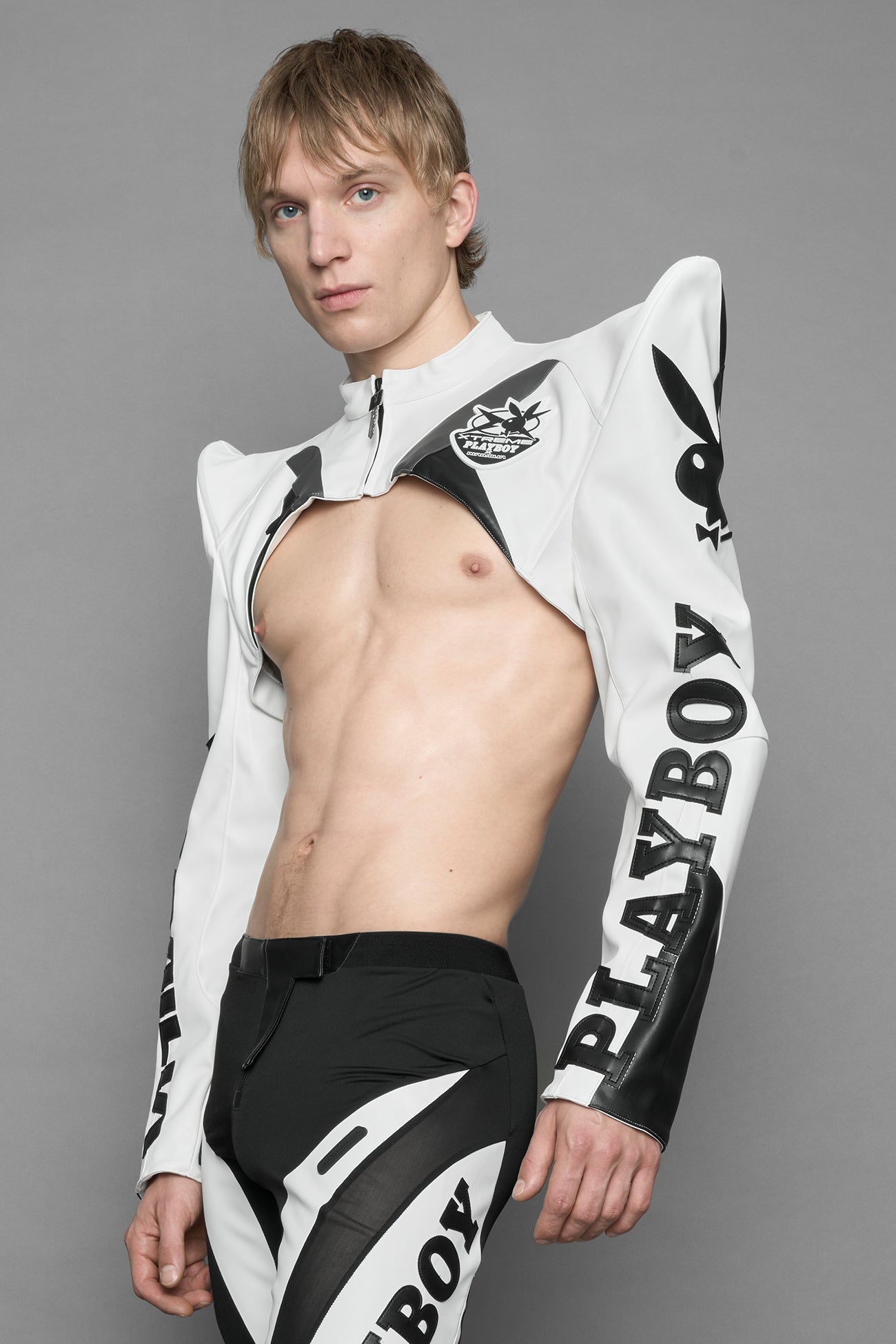 Playboy Spike Shoulder Bolero White Black — view 6