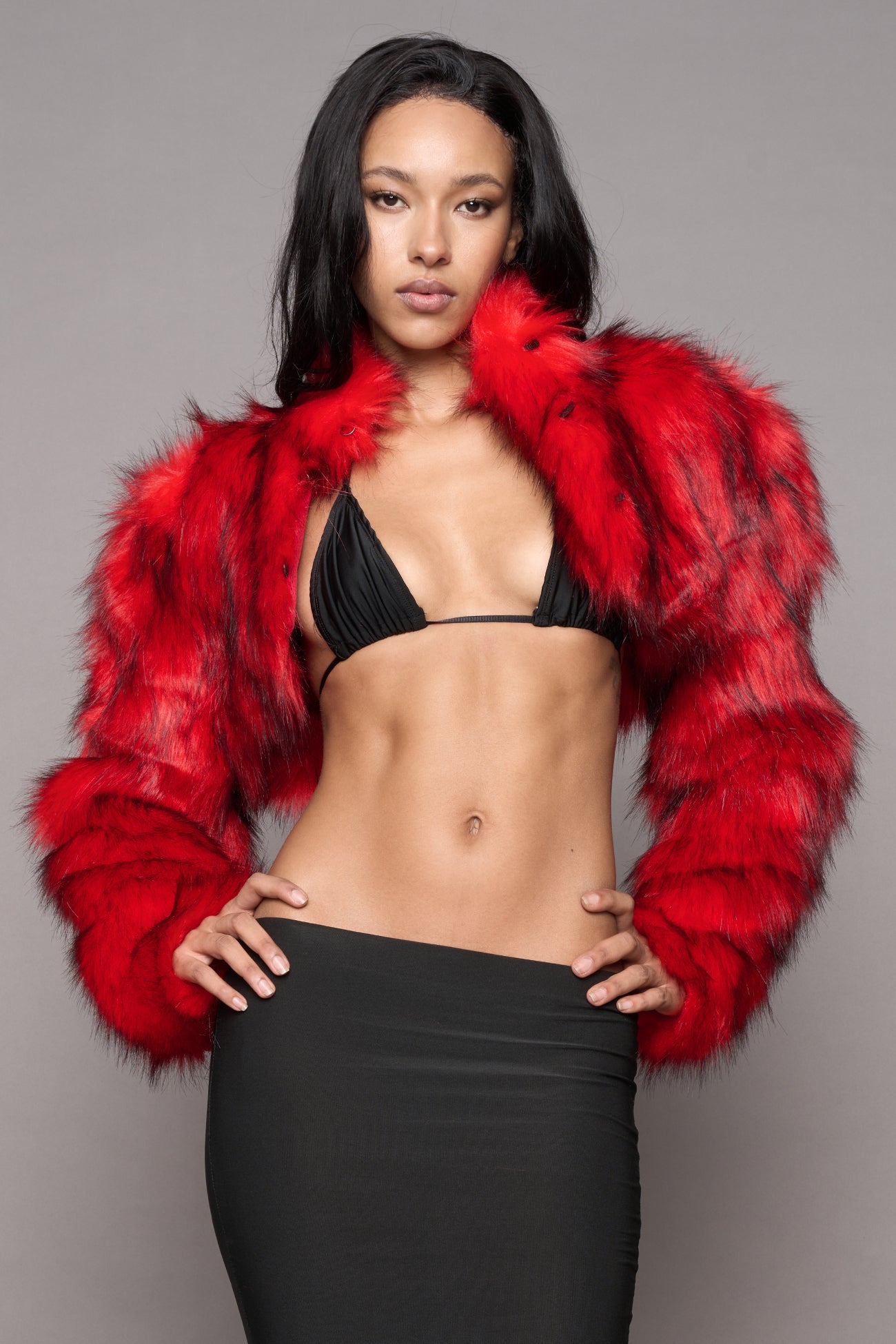 Diva Faux Fur Bolero RED — view 3
