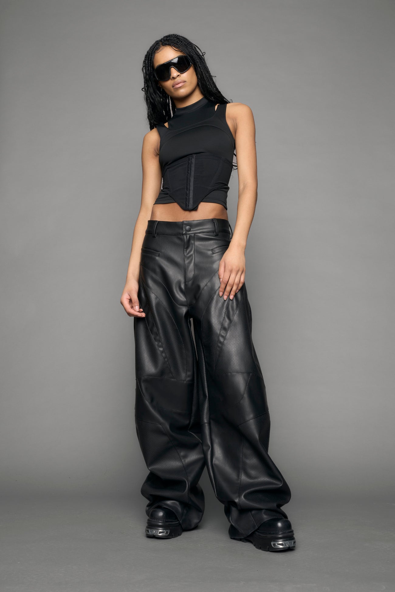 Moto Leather Baggy Pants — view 2