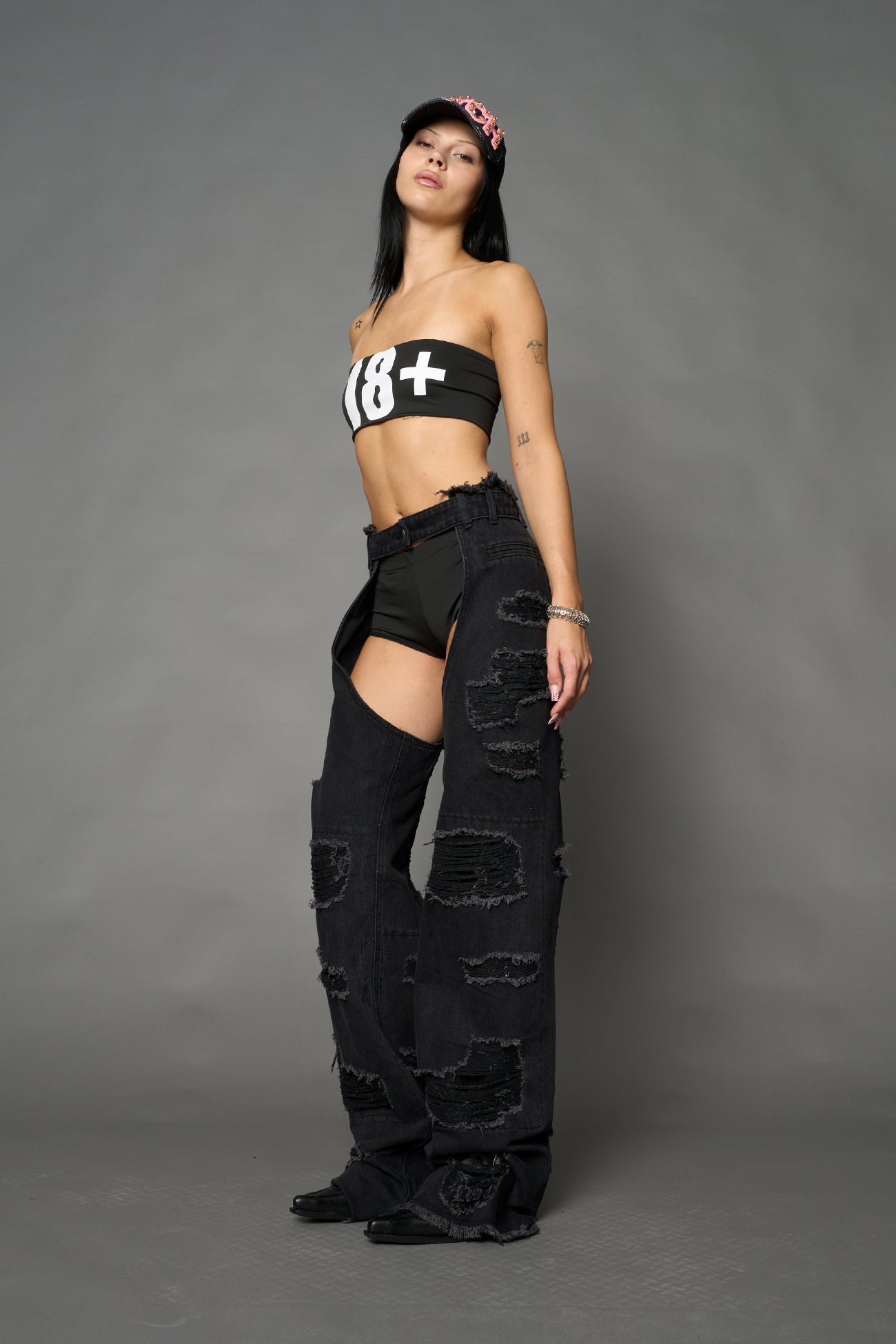 Denim Shredded Chaps — view 3