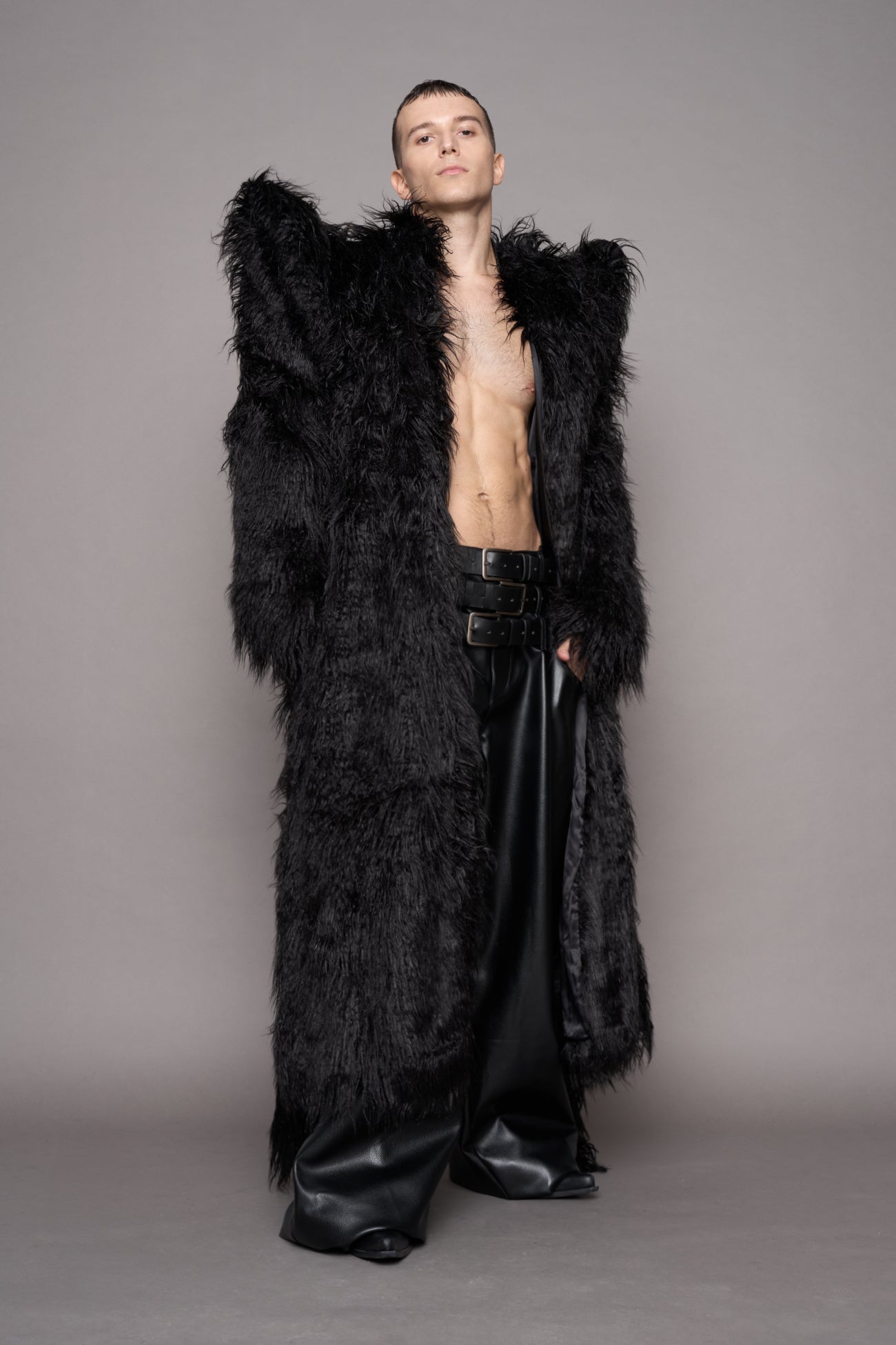 Doomsday Faux Fur Coat Black — view 7