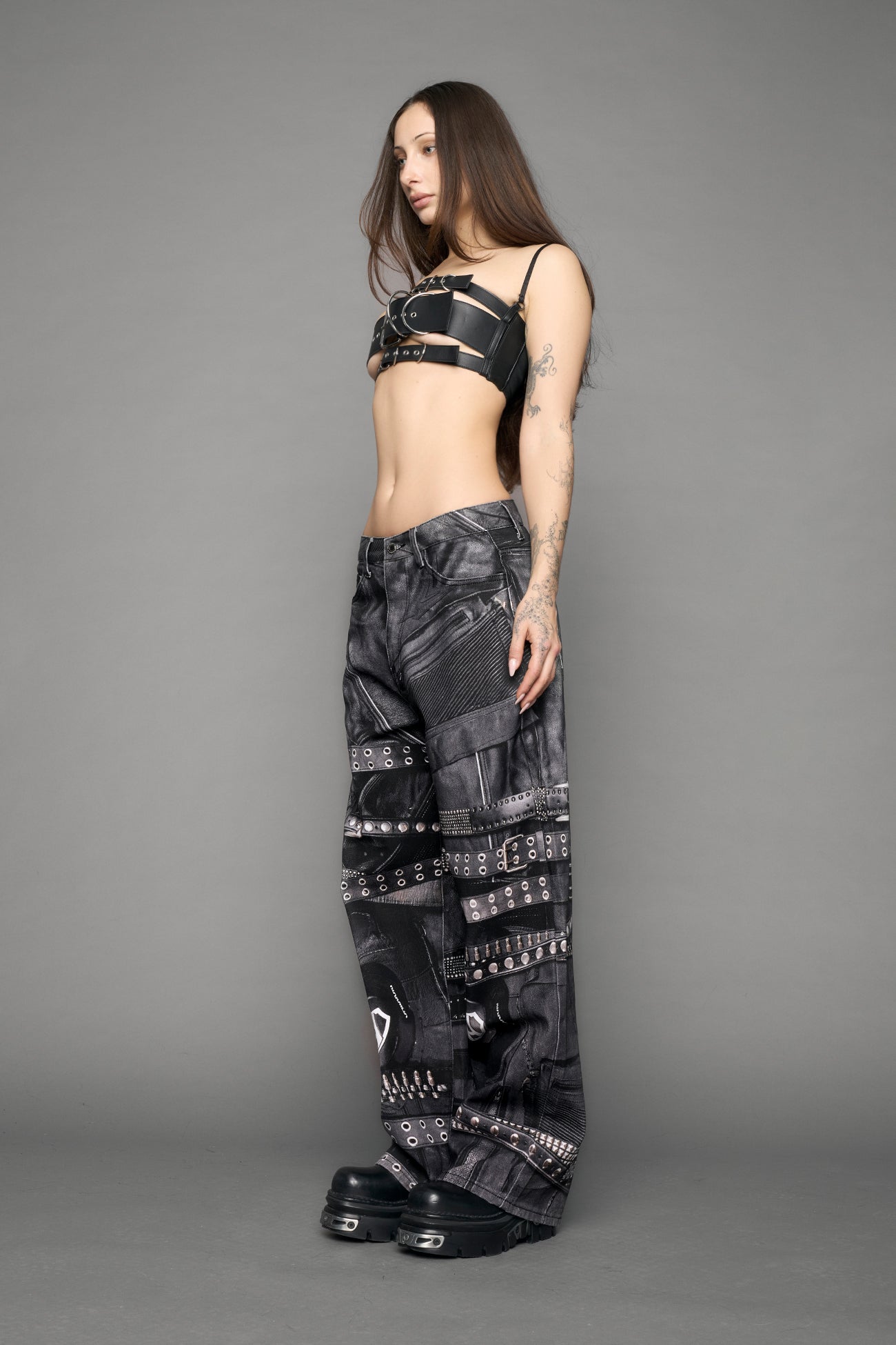 Printed Moto Baggy Pants — view 3