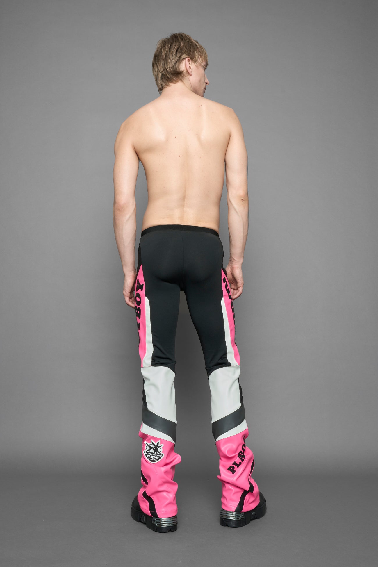 Playboy Moto Mesh Pants Pink Black — view 7