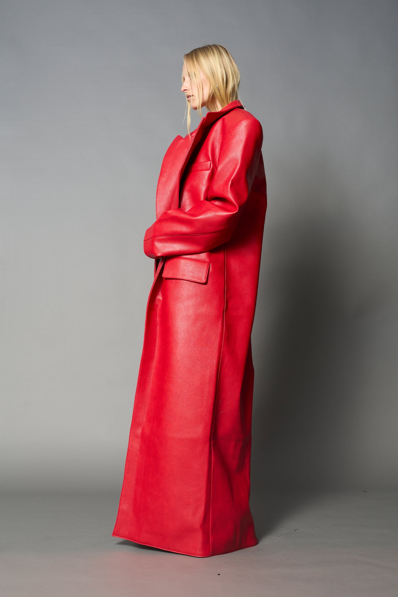 Leather Elongated Blazer Coat — view 4