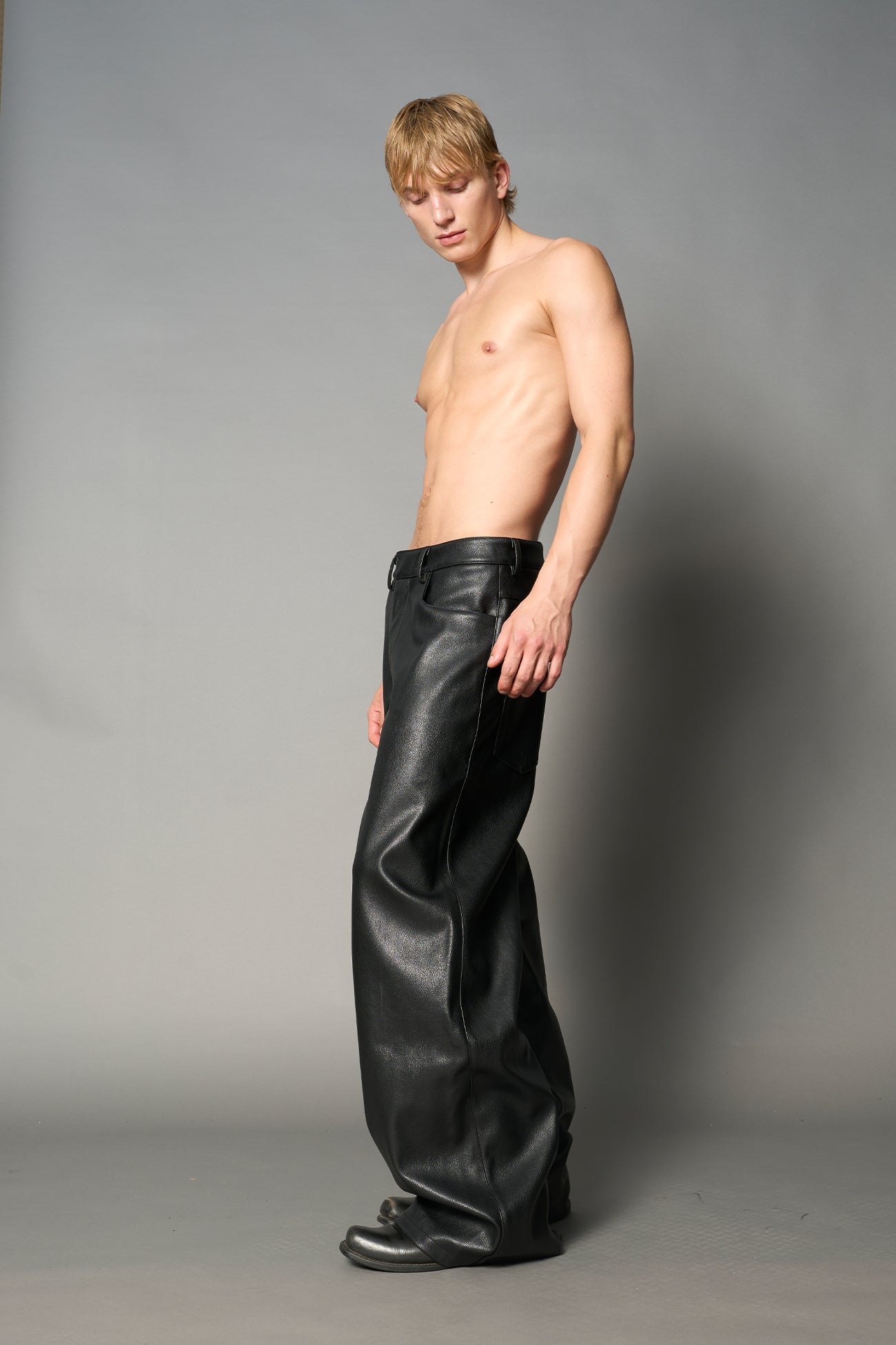 Leather Baggy Suiting Pants — view 6