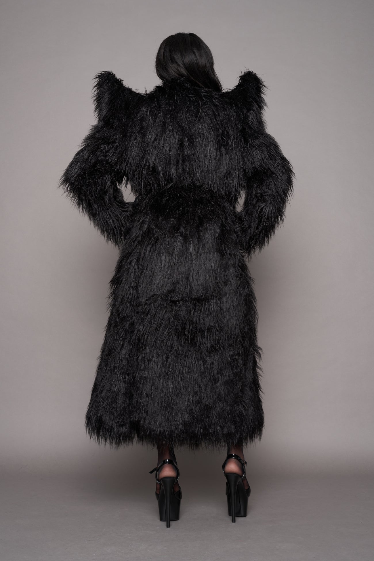 Doomsday Faux Fur Coat Black — view 4