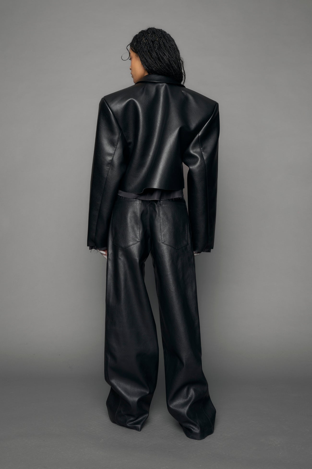 Leather Cropped Blazer — view 4