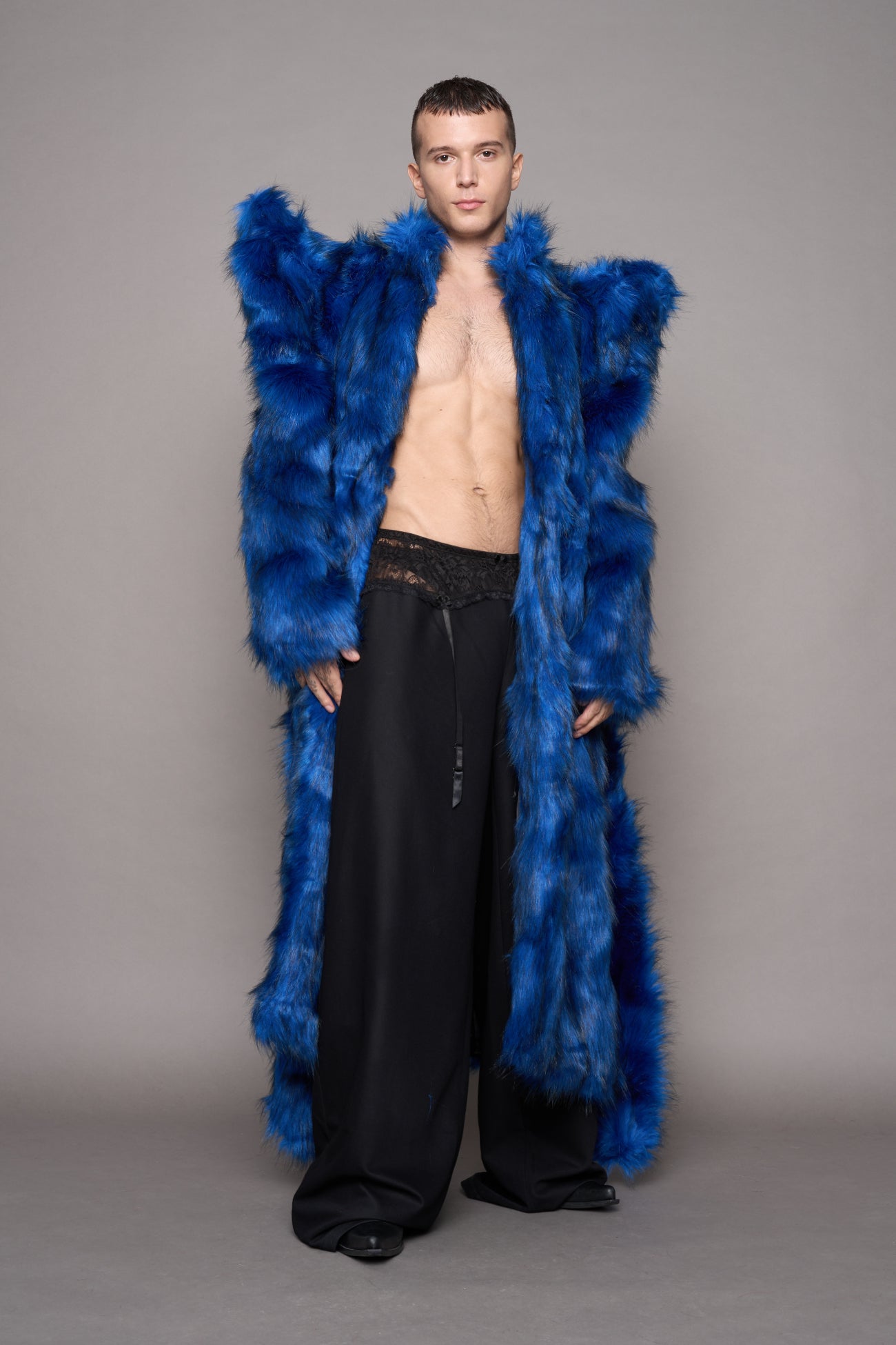 Doomsday Faux Fur Coat Cobalt — view 7
