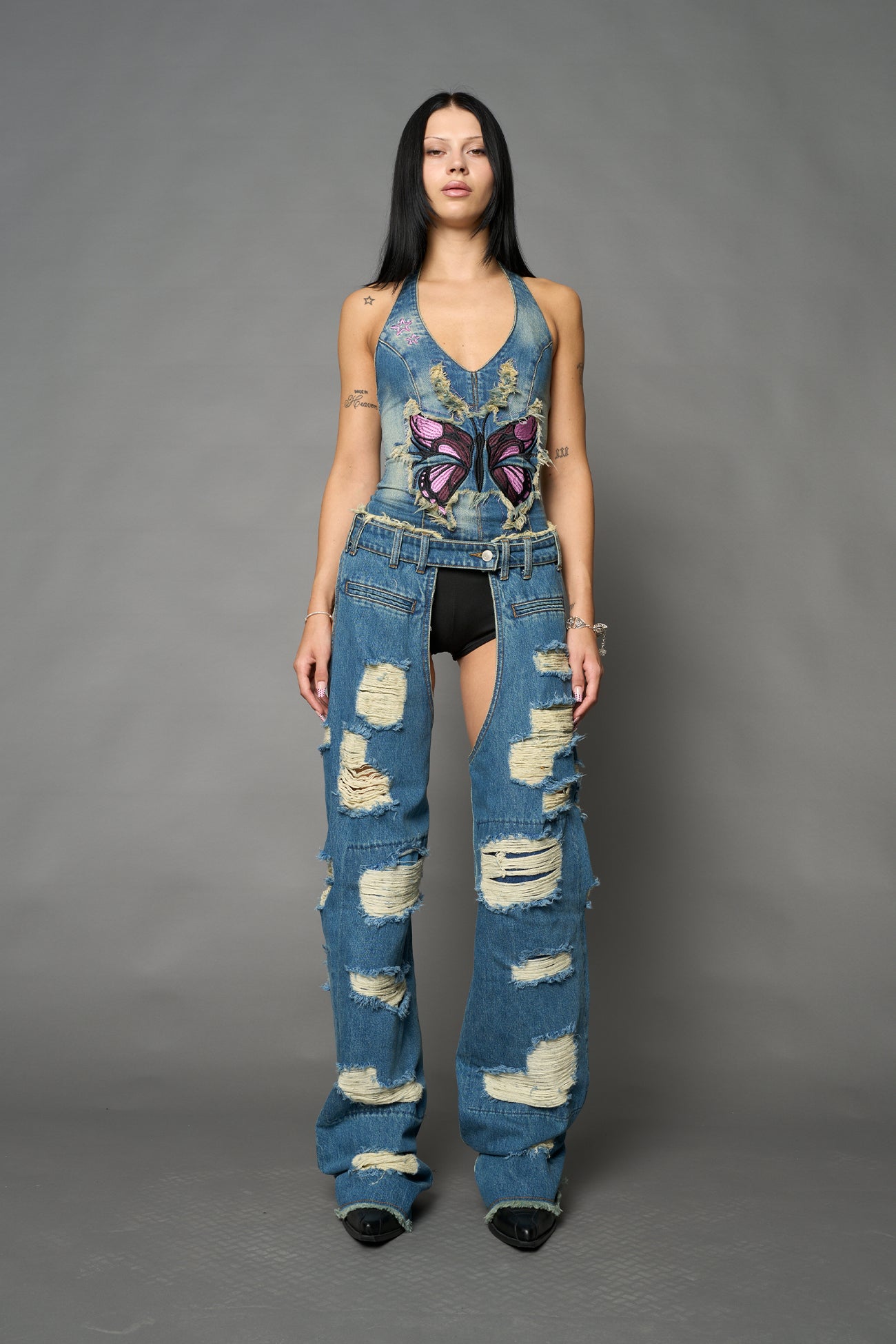 Denim Shredded Chaps — view 2