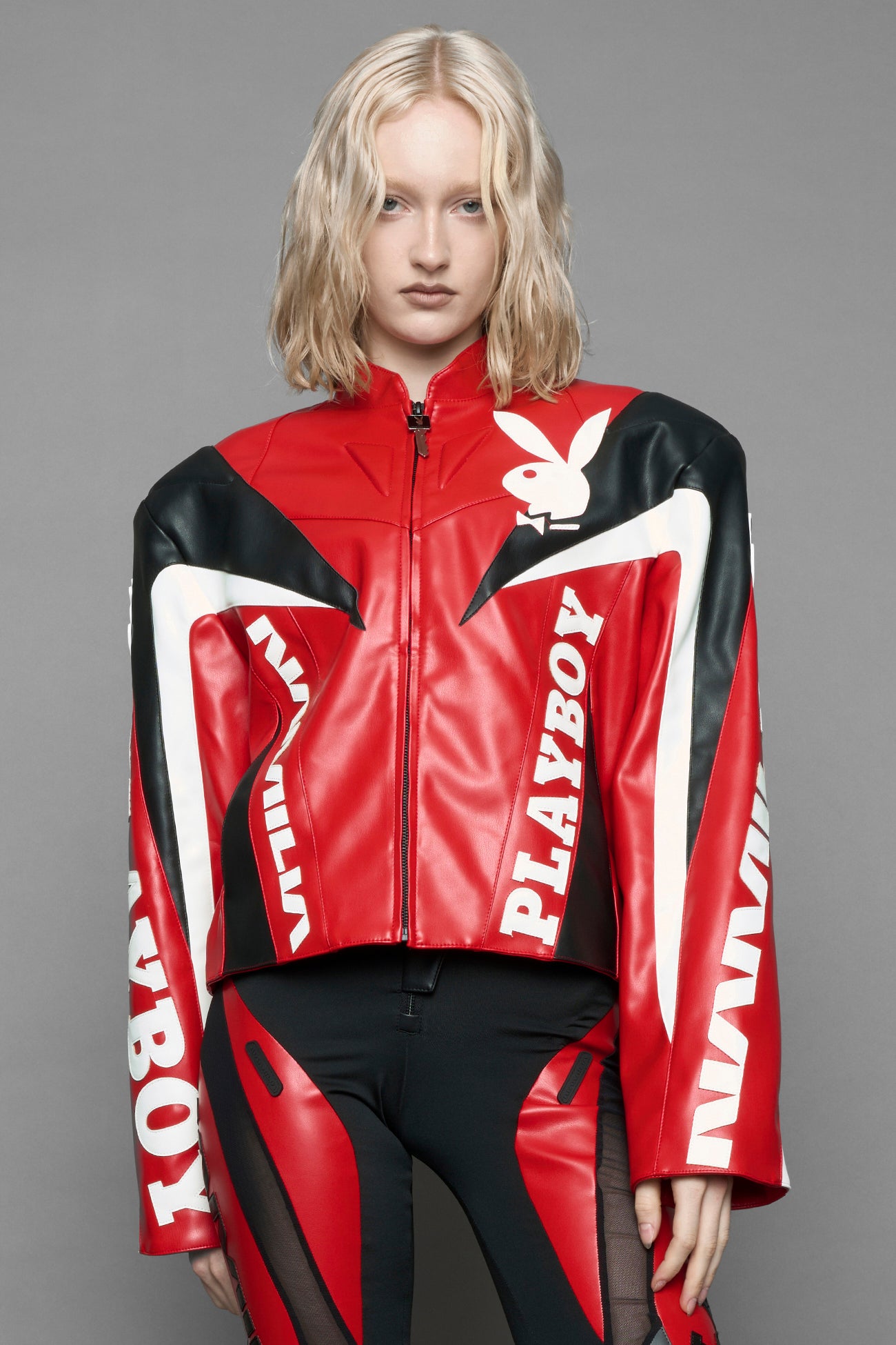 Playboy Moto Jacket Red Black — view 11