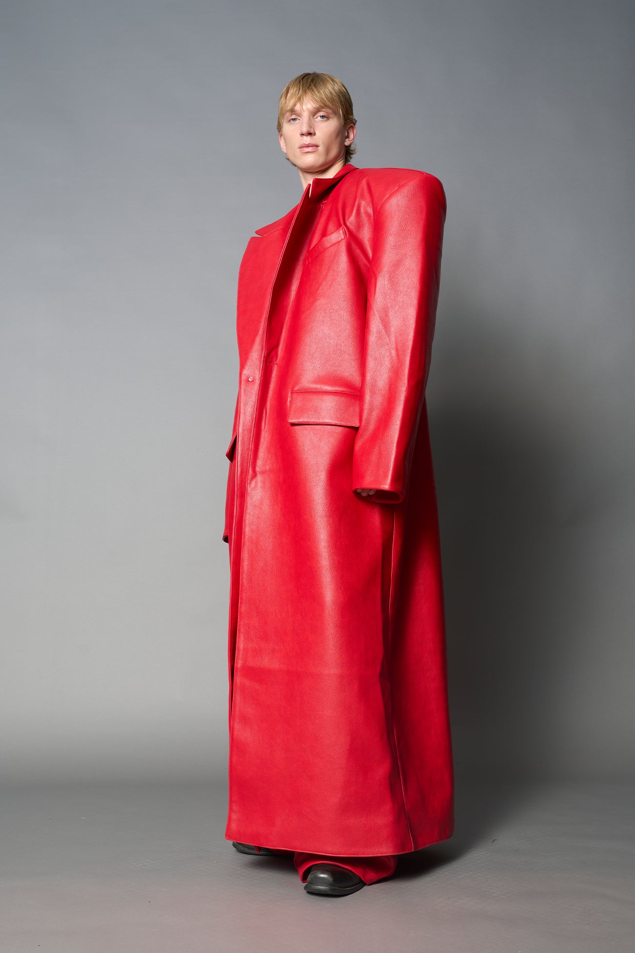 Leather Elongated Blazer Coat — view 8
