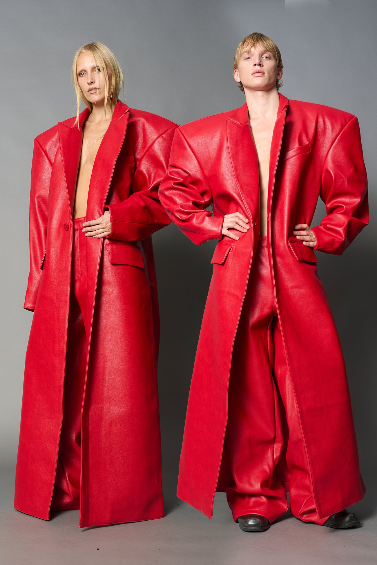 Leather Elongated Blazer Coat — view 13