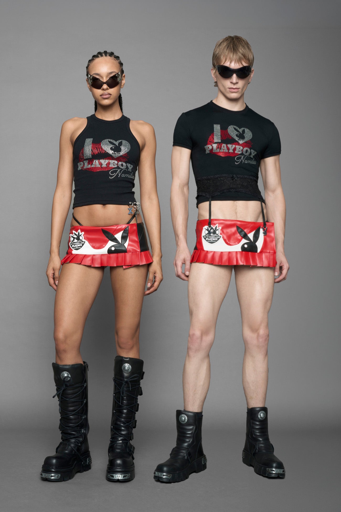 Playboy Moto Mini Skirt Red Black — view 1