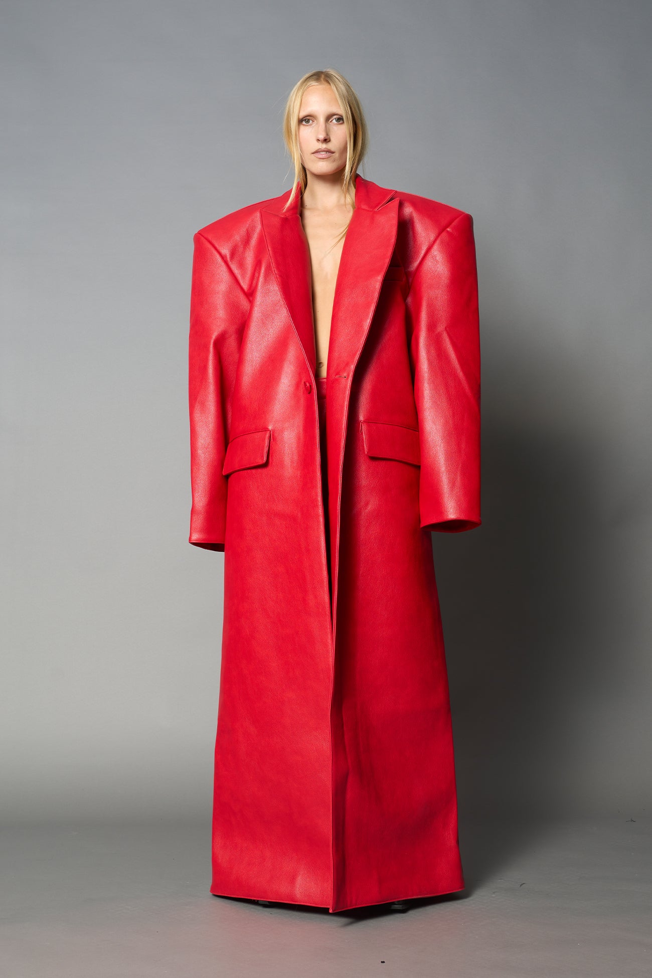 Leather Elongated Blazer Coat — view 2