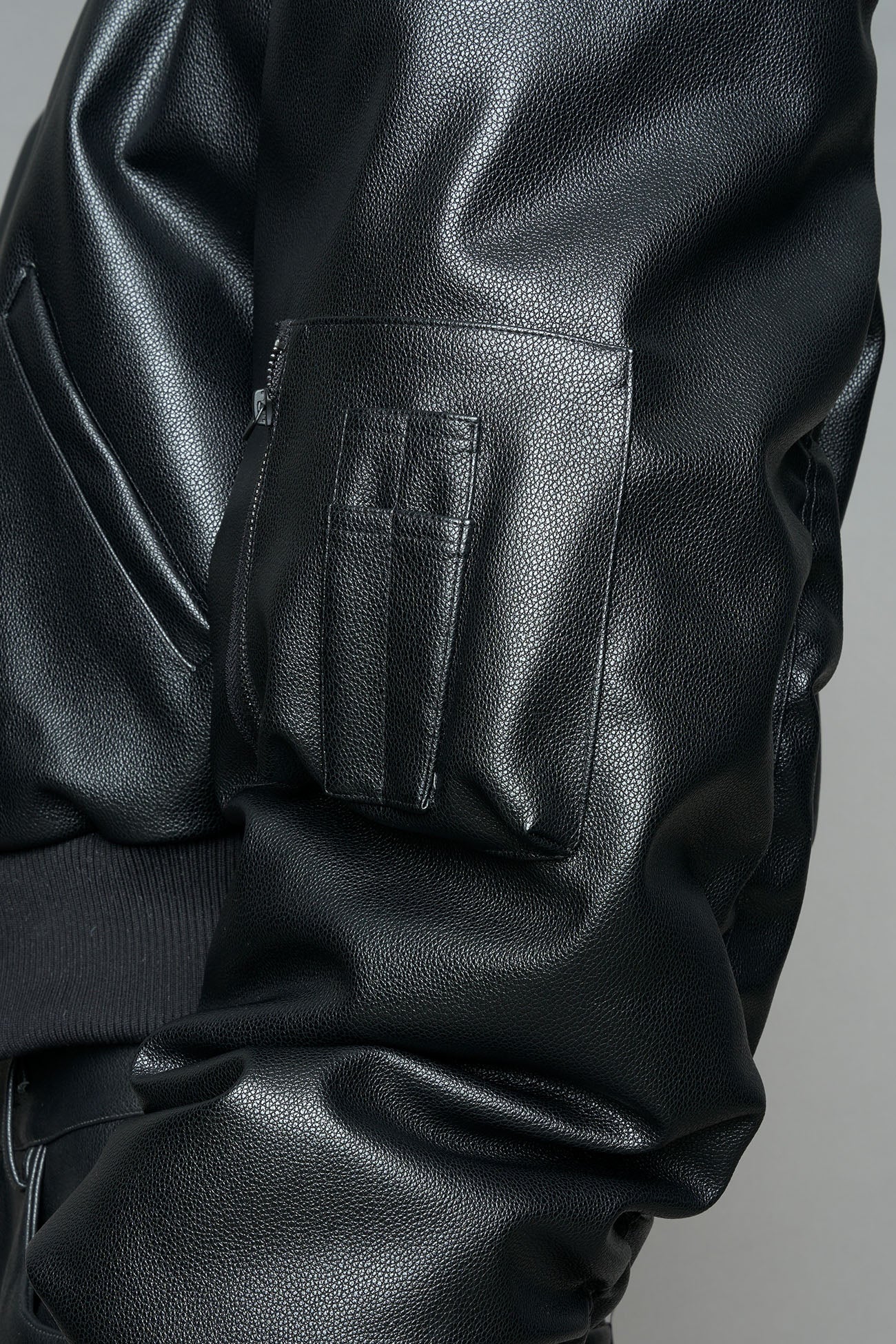 Leather Power Shoulder Bomber Jacket — view 9