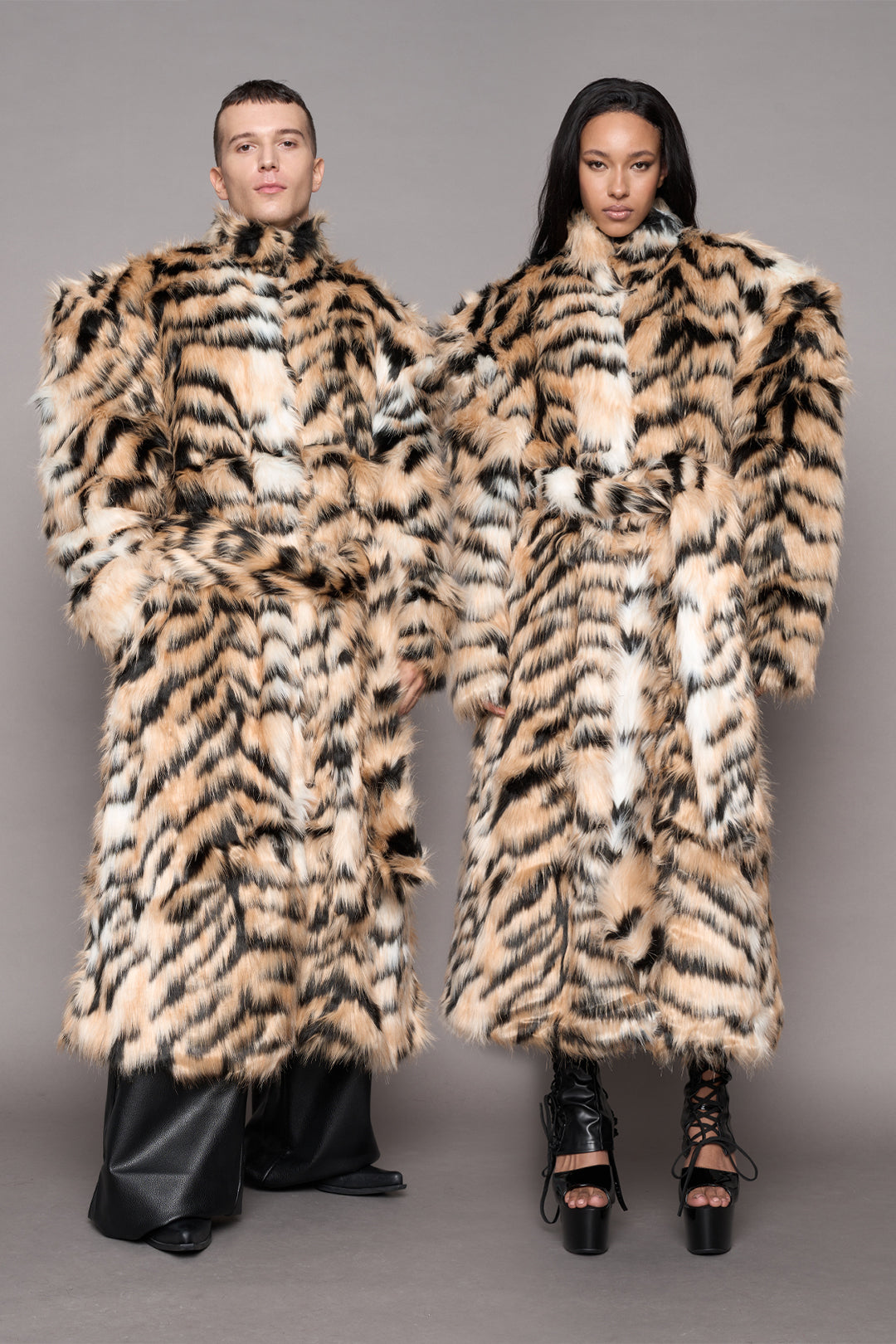 Midnight Faux Fur Coat Tiger — view 1
