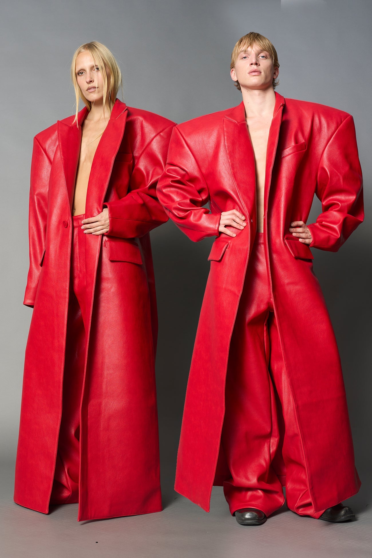 Leather Elongated Blazer Coat — view 10