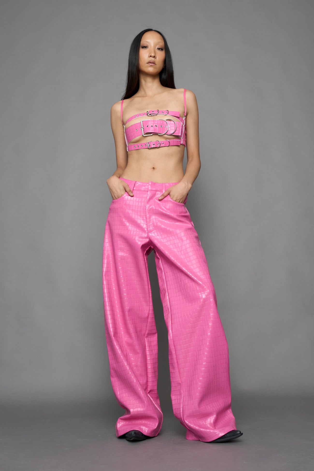 Leather Baggy Suiting Pants — view 2