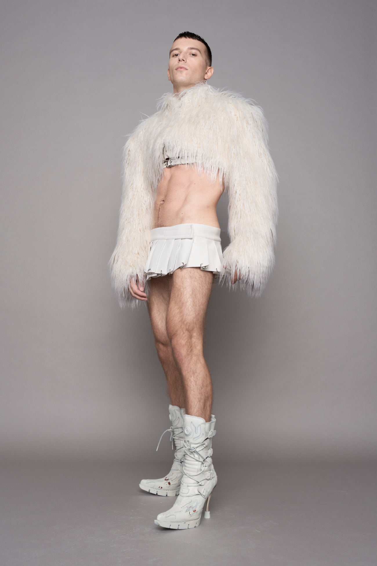 Diva Faux Fur Bolero White — view 6