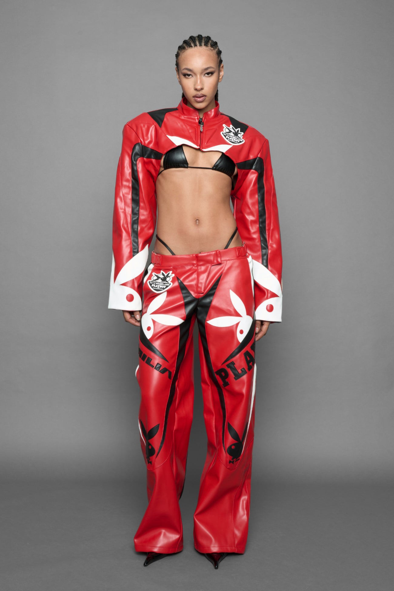 Playboy Moto Bolero Jacket Black Red — view 2