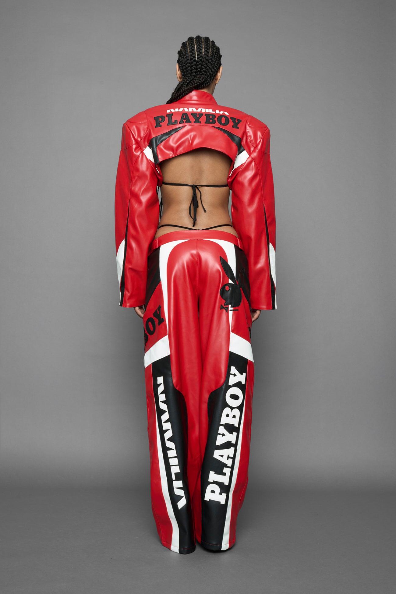 Playboy Moto Pants Red Black — view 5