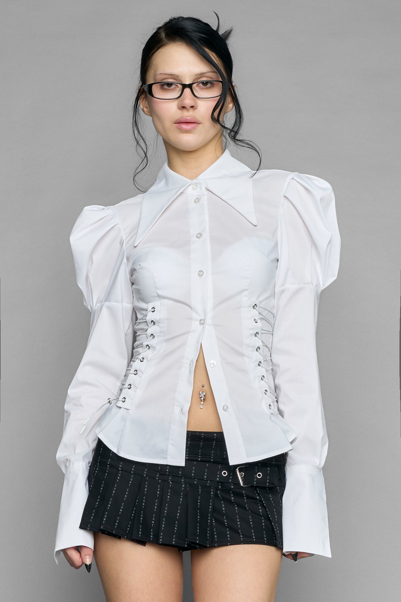 puff sleeve corseted shirt — view 2