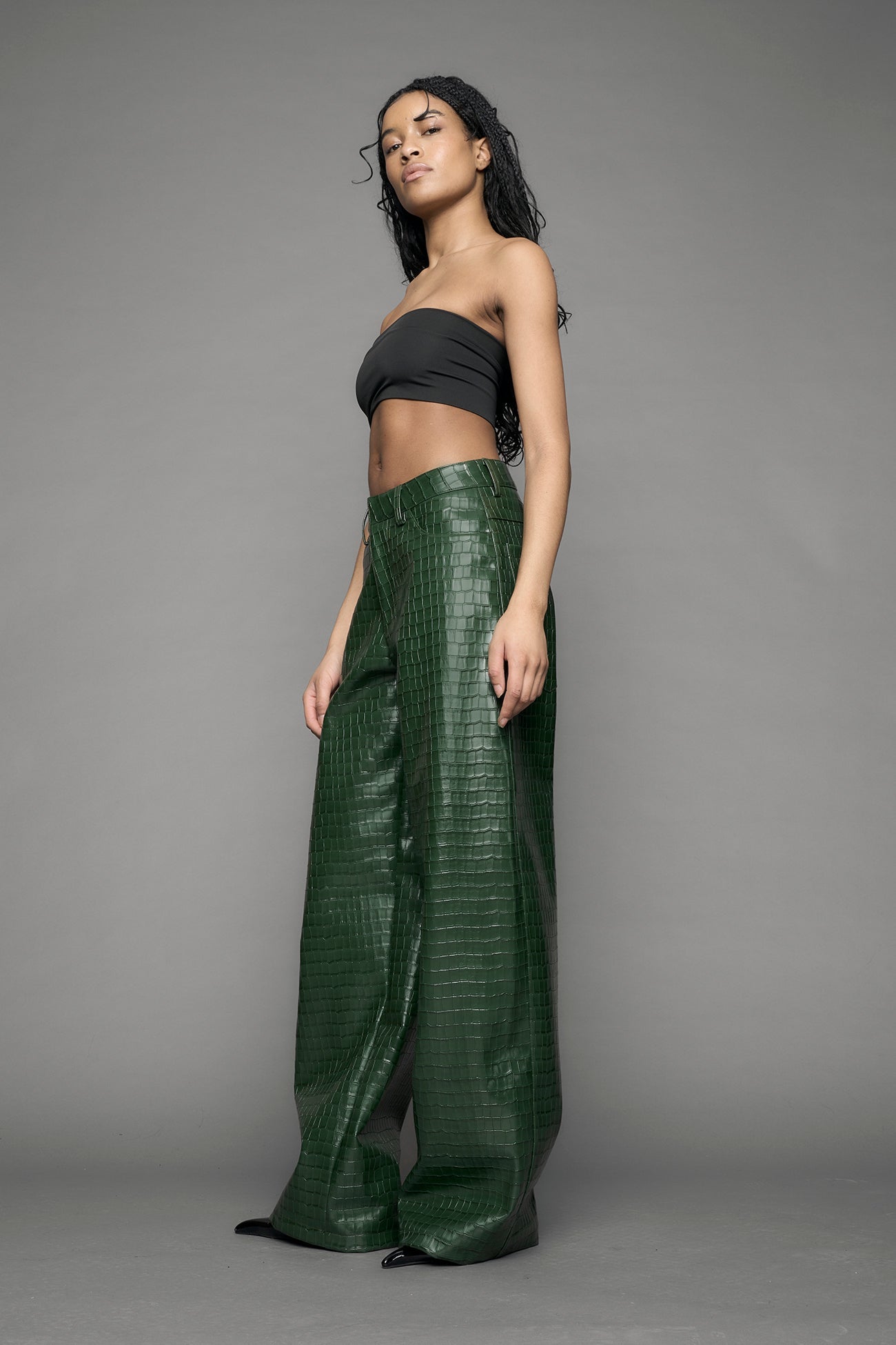 Leather Baggy Suiting Pants — view 9