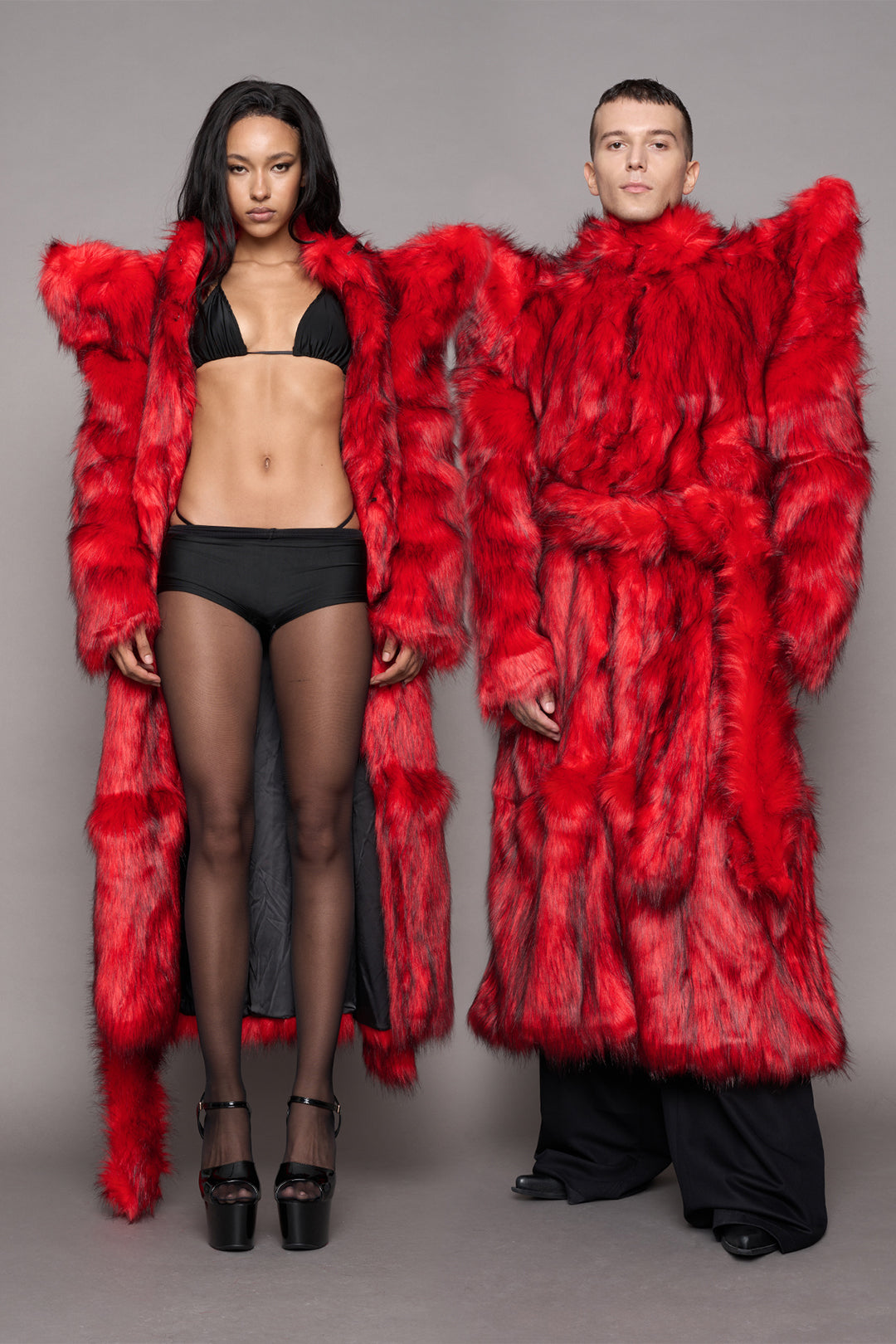 Doomsday Faux Fur Coat Red — view 1